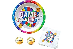 Game Night Party Set: 20 Premium Plates and Napkins for All Ages