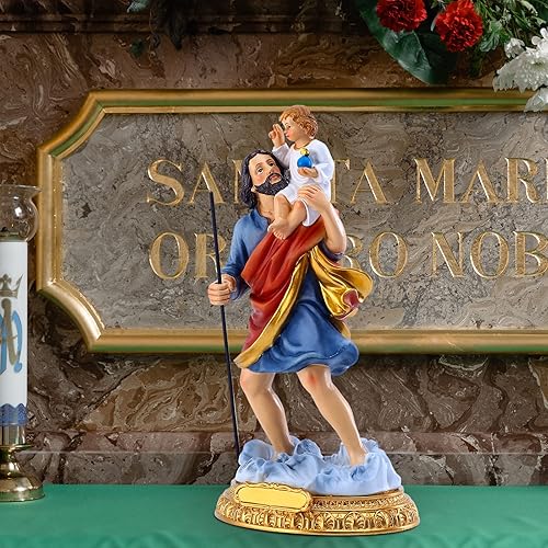 Miniatura 6 de Estatua de San Cristóbal de 8.7 pulgadas de alto, colección religiosa, estatuas patronas de viajeros, estatua de resina de regalo católico de