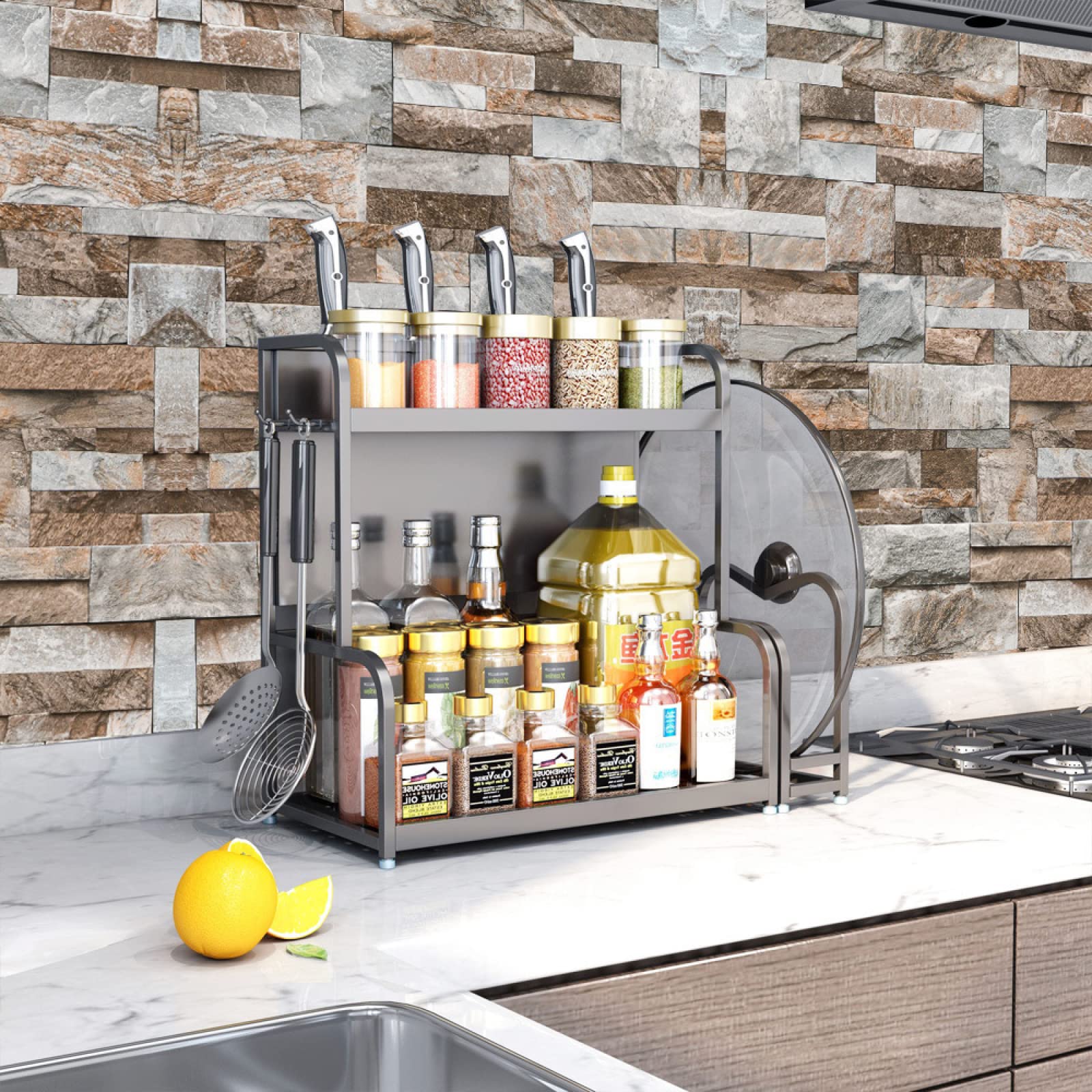 Piastrelle Adesive Cucina Mattone Di Pietra Marrone Chiaro Pavimento pvc Adesivo Mobili Decorazioni Piastrelle Adesive Bagno Impermeabile Resistenza all'olio Mattonelle Adesive