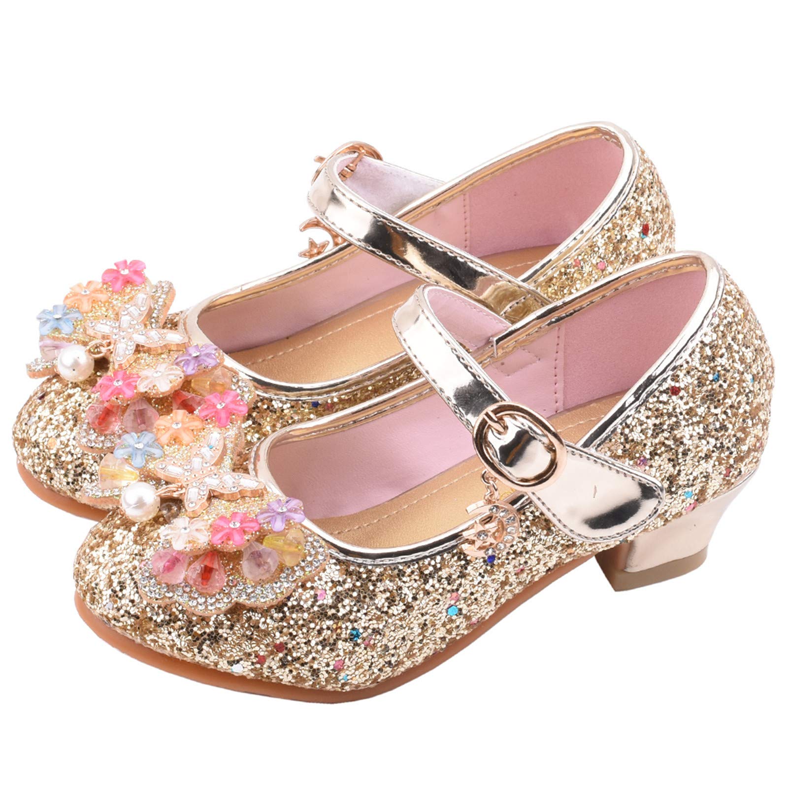 Zapatos de tacón alto para niña, zapatos de princesa, zapatos de lentejuelas, zapatos de princesa, cosplay, fiestas, bodas, sandalias elegantes para niñas, zapatos de tacón de bailarinas