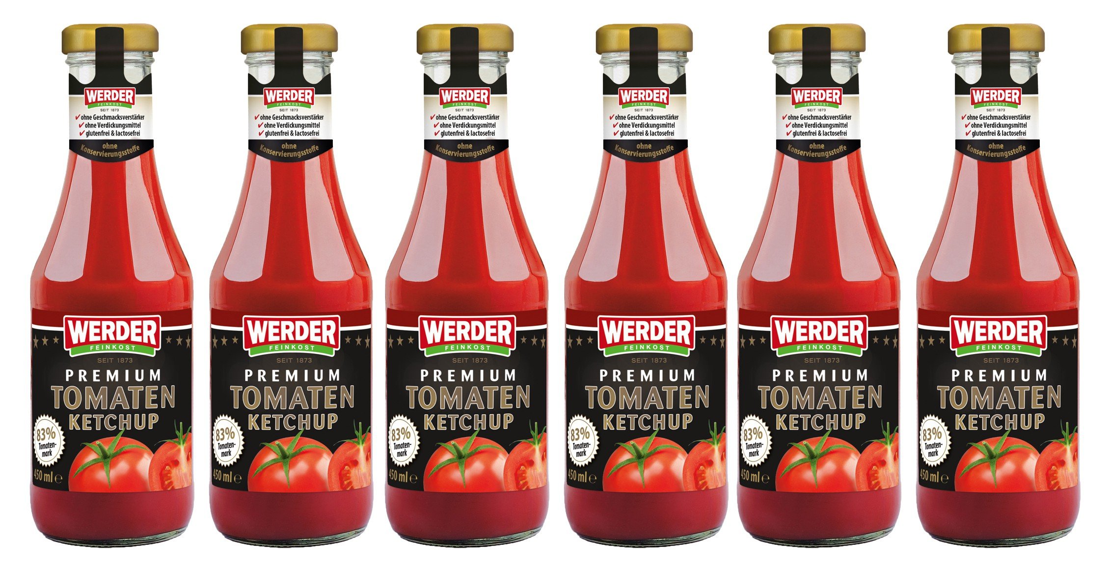 WERDER 6 x Premium Tomaten Ketchup 450 ml