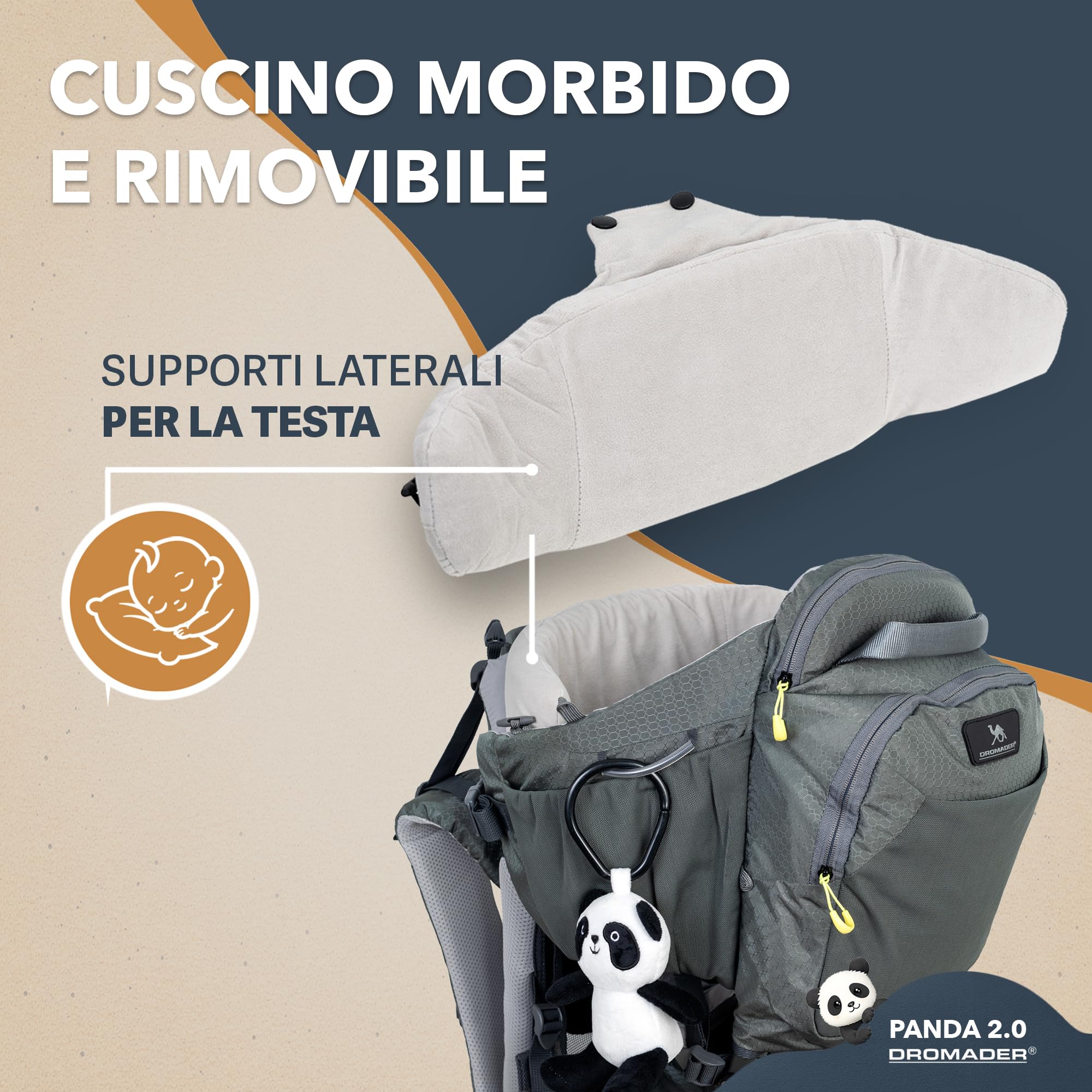 DROMADER Zaino Porta Bambino Montagna con Sedile Regolabile e Parasole Retrattile