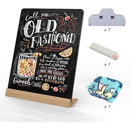 NEWNEWSHOW 8.7x12 Inch Tabletop Chalkboard with Wood Holder, Store Signs Chalkboard Menu Chalkboard Stand, Message Board, Bar and Special Event Decorations, Double-Sided Painting