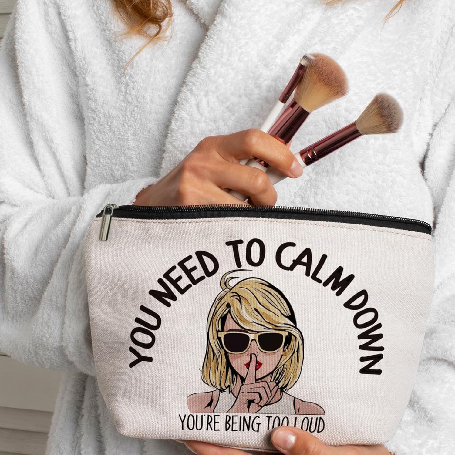 Inspired Makeup Bag for Women You Need to Calm Down Album Cosmetic Pouch with Zipper Music Lover Gift for Sister Best Friend Graduation Birthday Friendship Gifts for Women - Image 2