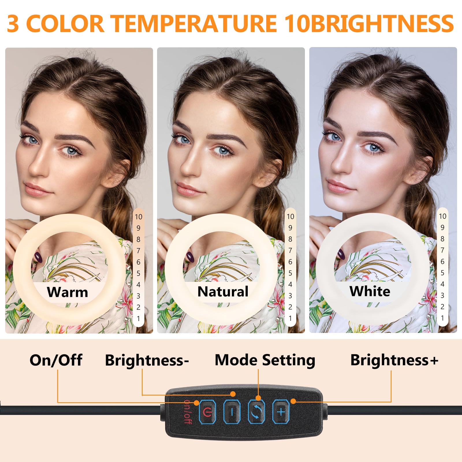 Supporto per cellulare appeso con luce anulare, supporto flessibile per fotocamera da tavolo con luce anulare per registrazione video, live streaming, pittura, make-up e infeltrimento ad ago