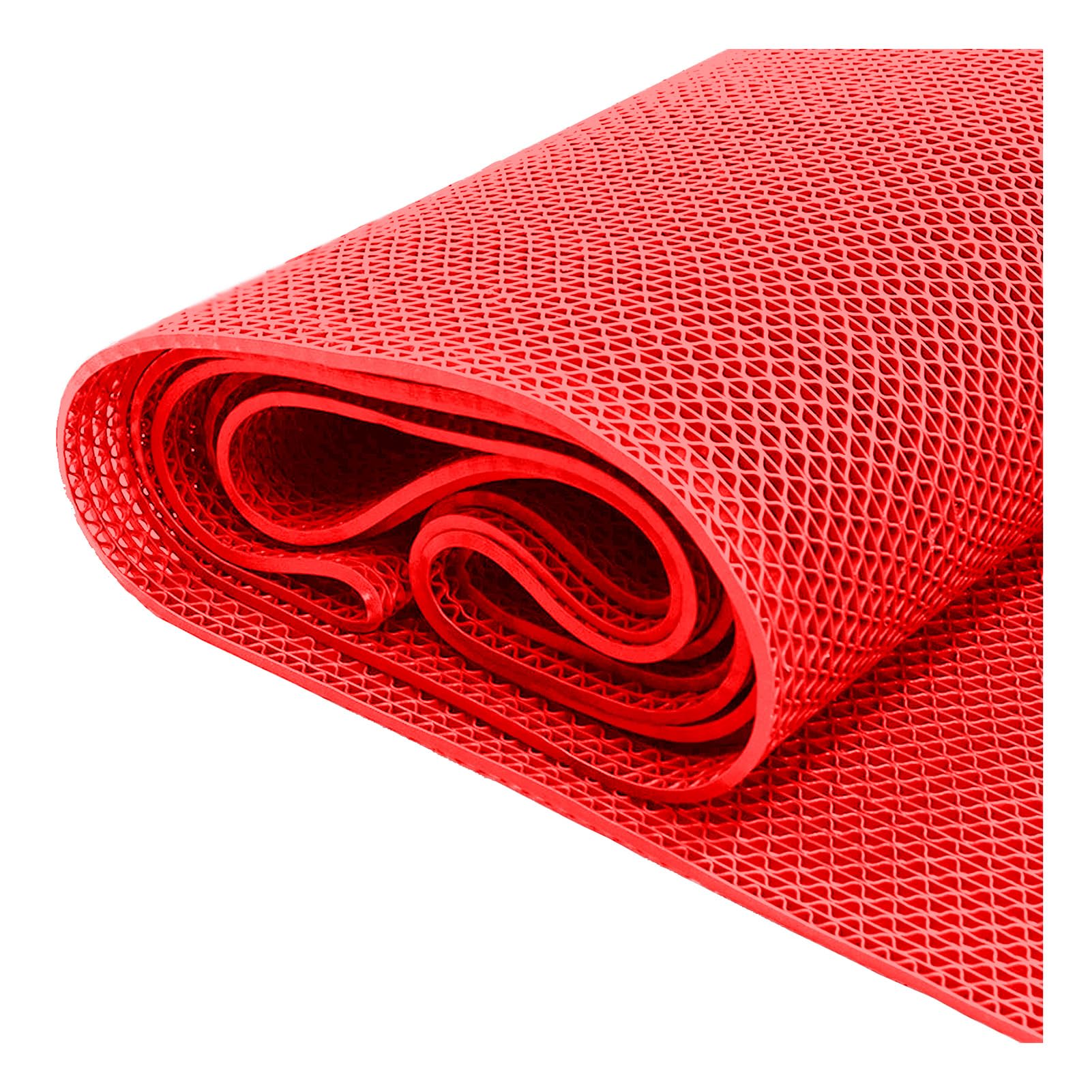 LYXXW Non Slip Drainage Floor Mat, 3x10 FT S-Shaped Commercial Pool Mats, Versatile Mesh Hollow Floor Pad Roll, Anti Fatigue Mat for Kitchen Garage,Red
