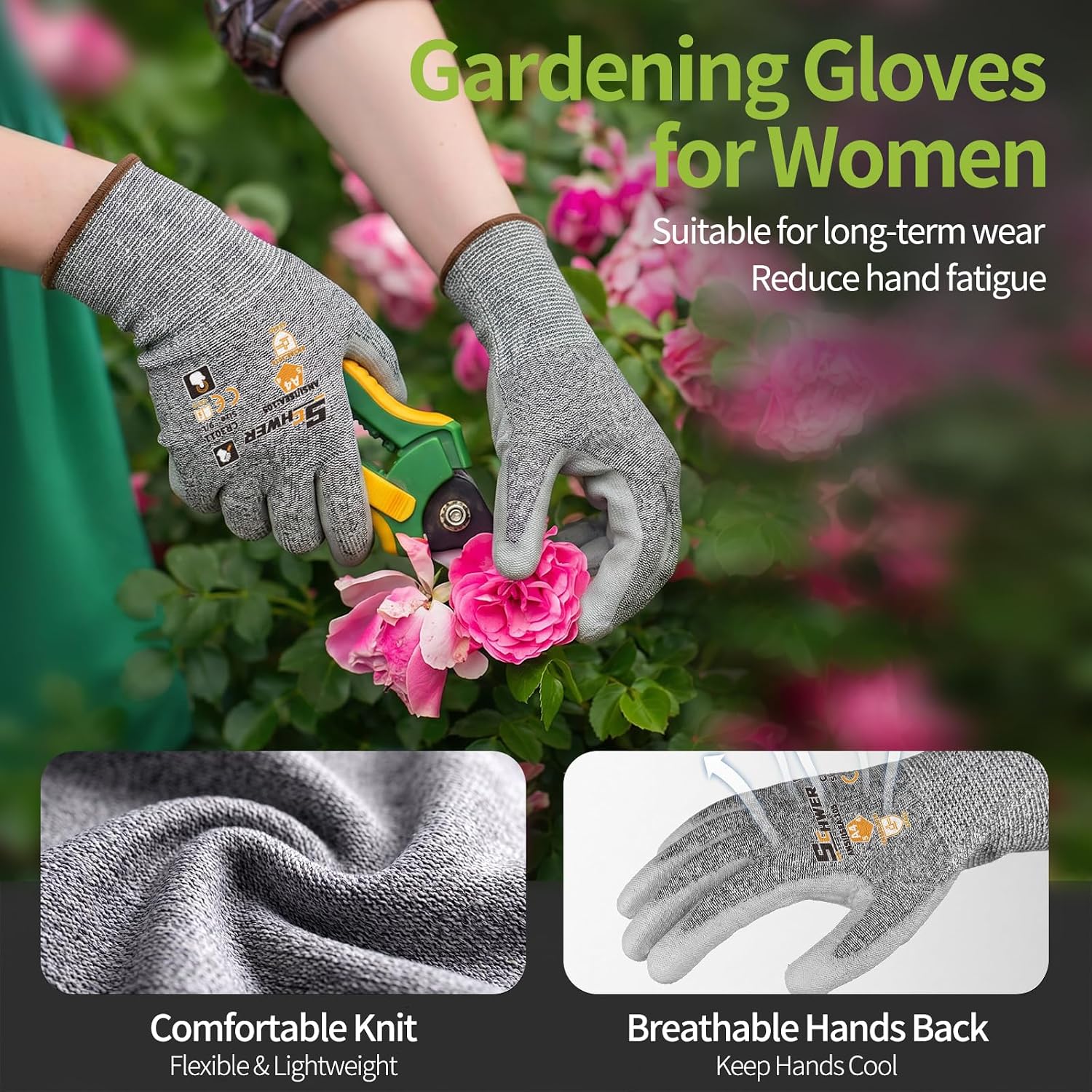  12 Pairs ANSI A4 Cut Resistant Gloves, Wear Resistant, CR3011, L thumbnail