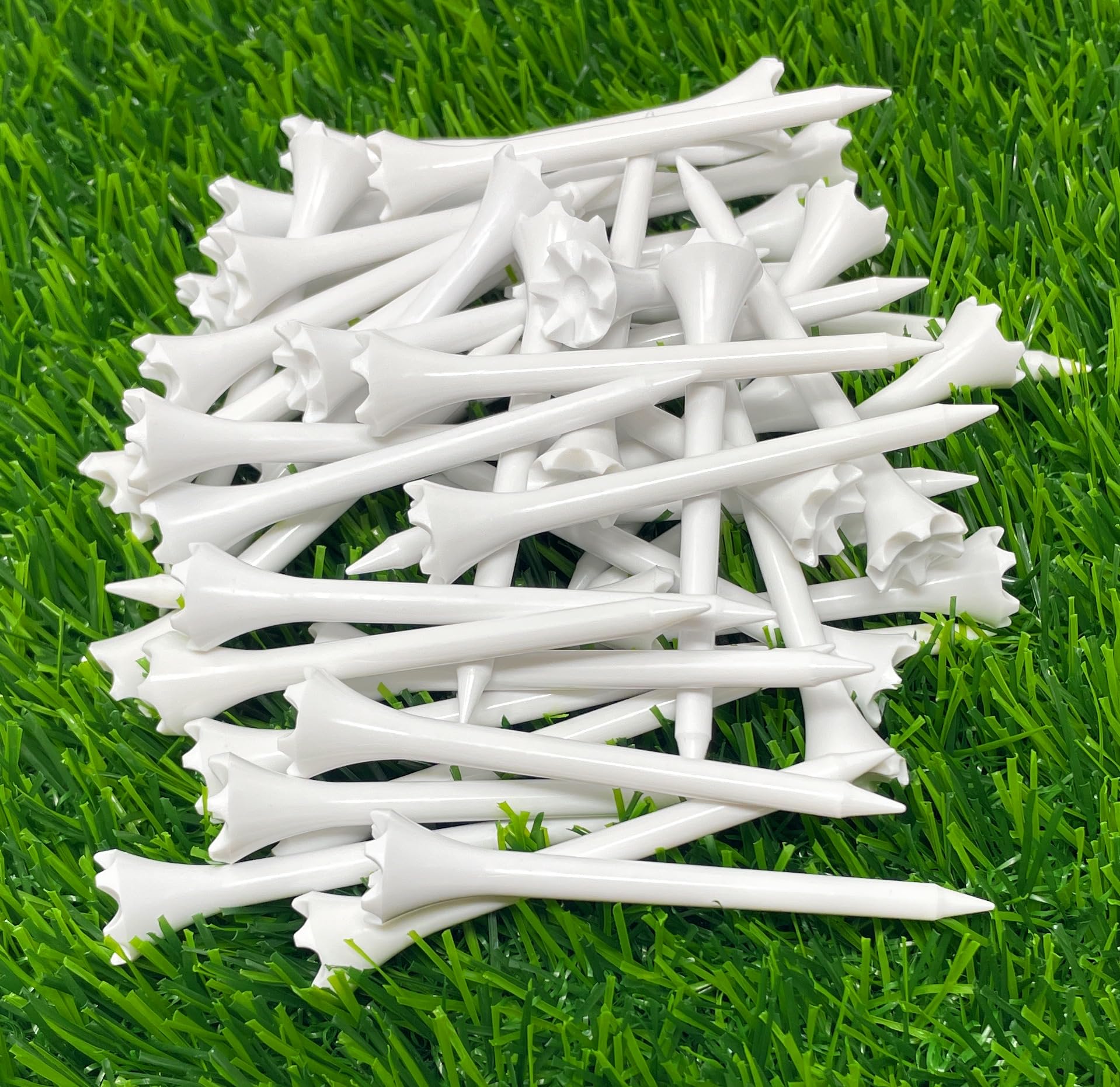 NorthPointePlastic Golf Tees – Classic Solid White - 100 Golf Tees Plastic in Bulk - 3 ¼” or 2 ¾” Length Size Options