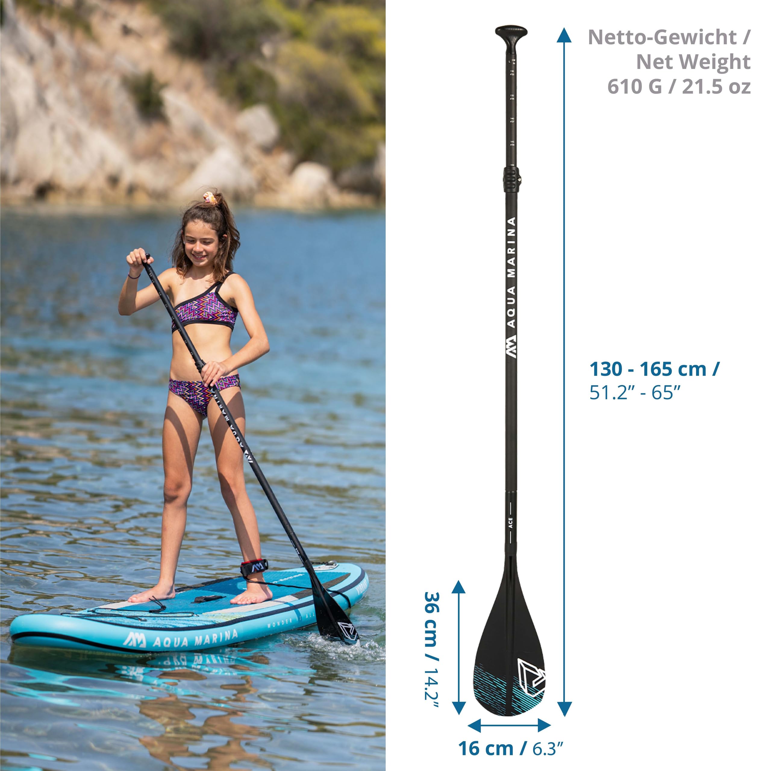 Aqua Marina Ace, Paddle in Alluminio, Multicolore, U, Bambini