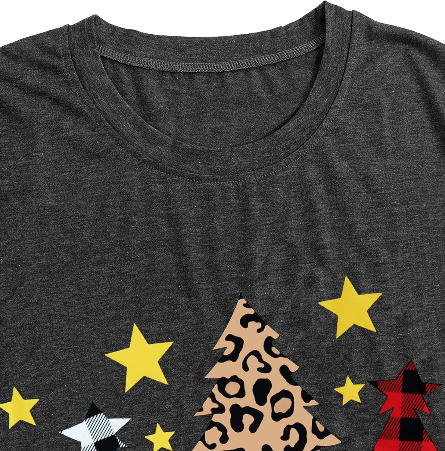 Plus-Size Christmas Shirts Women Merry Christmas Leopard Plaid Tree Print Shirt Holiday Tops Xmas Tee - Image 5