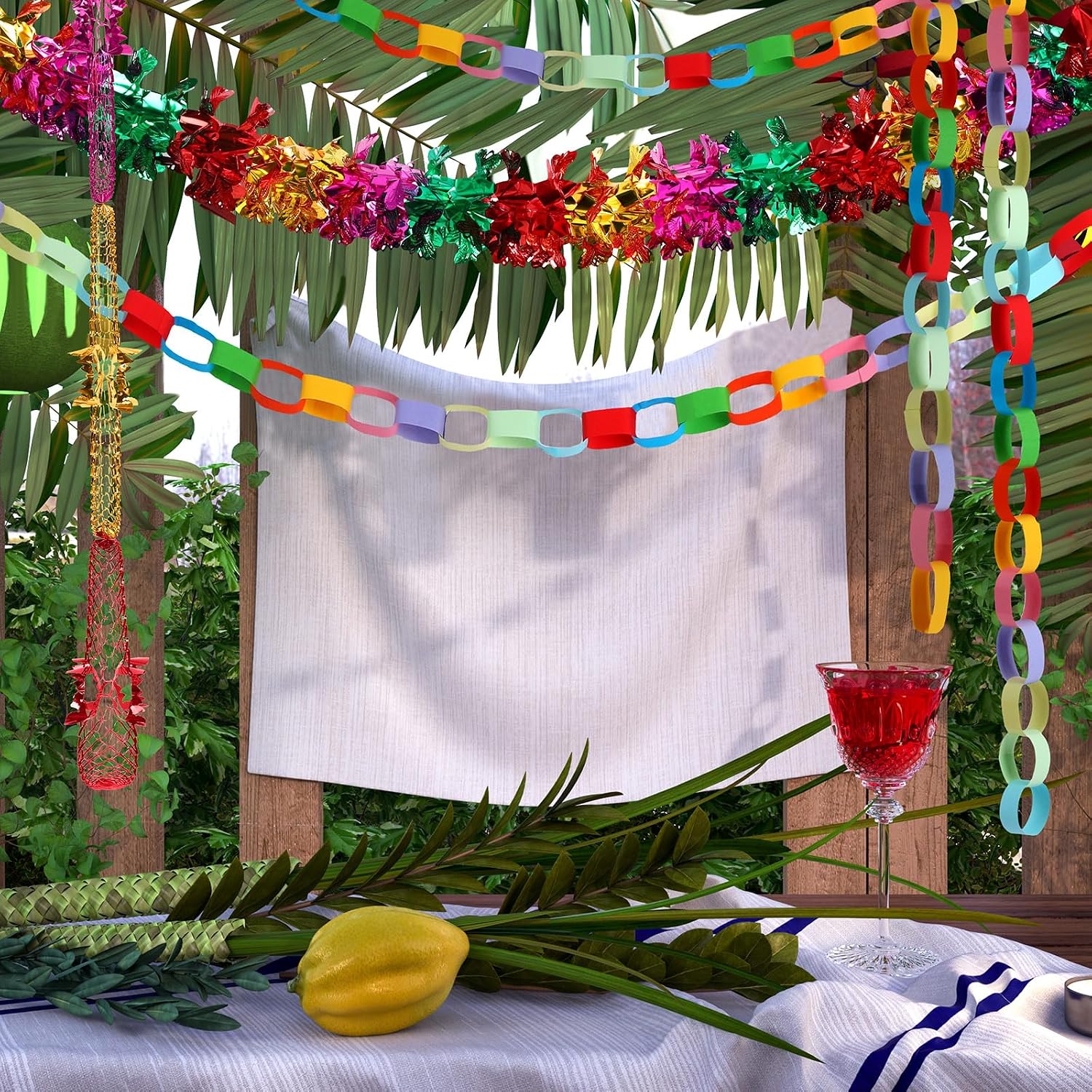 Wavwavw 190 Pcs Sukkot Garland Decorations, Sukkah Hanging Decorations