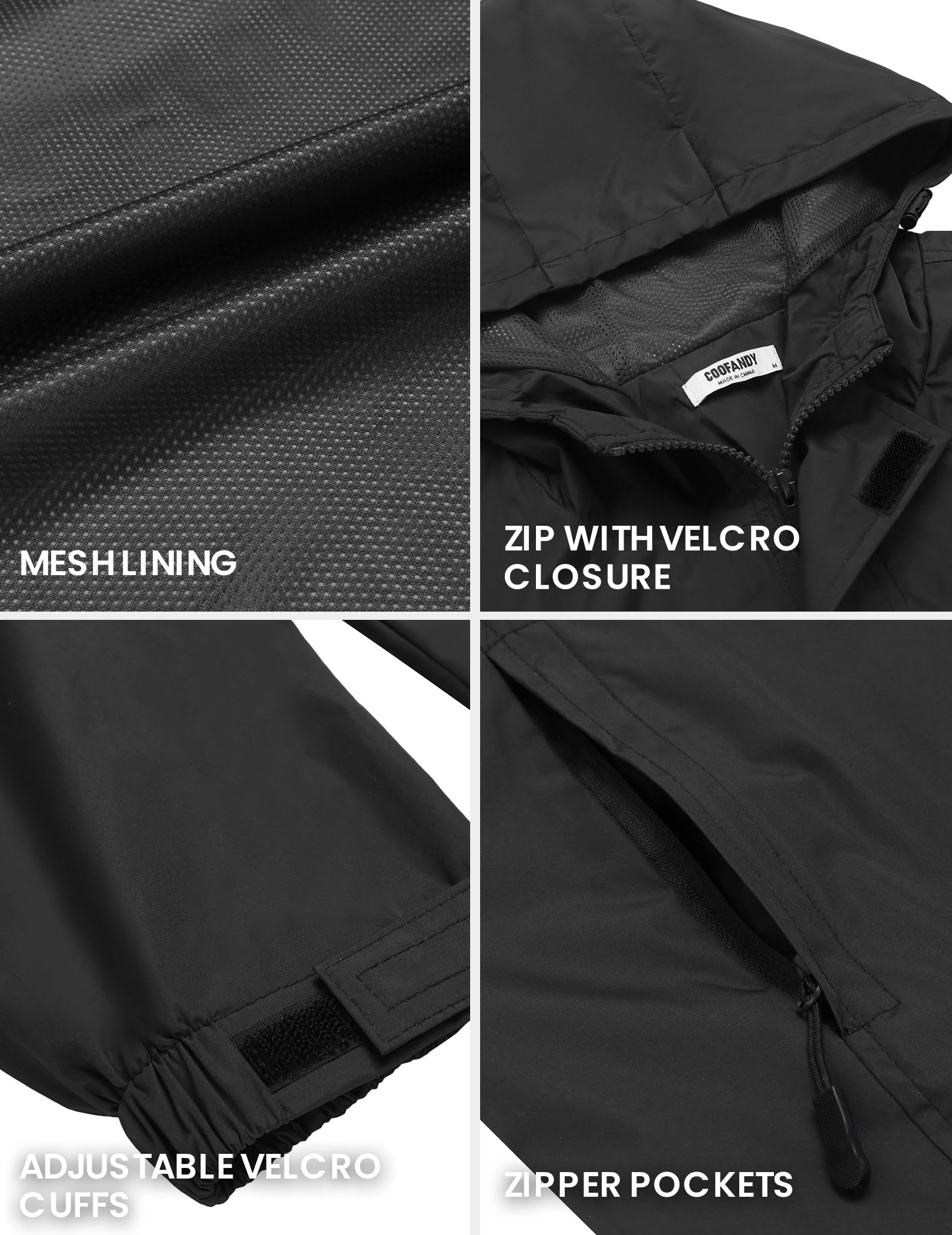 COOFANDY Veste de pluie imperméable pour homme avec capuche légère et pliable pour cyclisme, golf, voyage