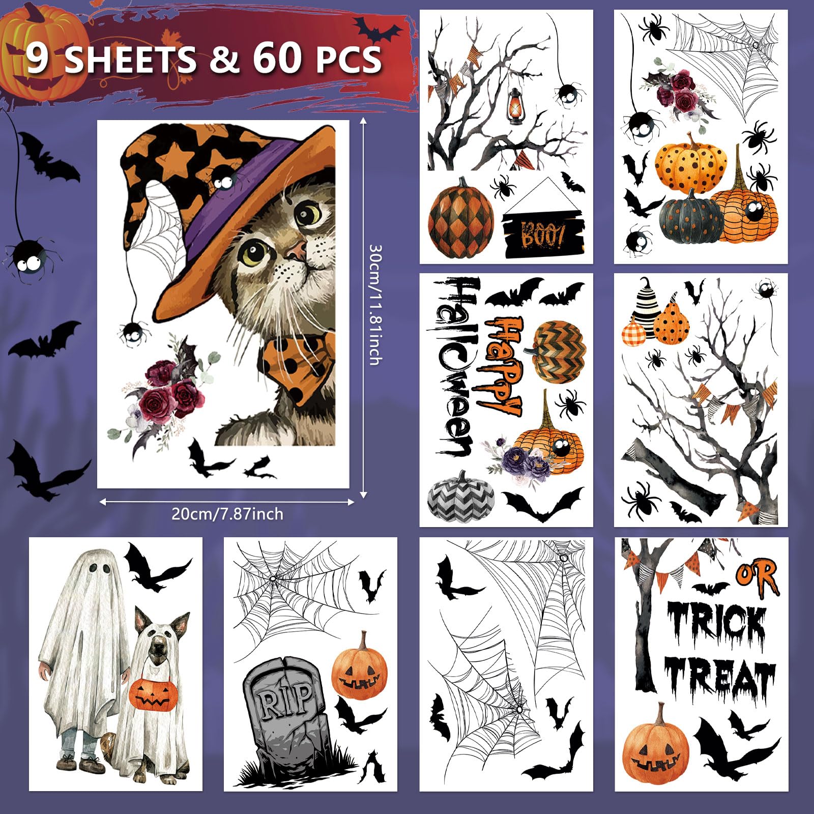 AhfuLife 60Pcs Halloween Window Stickers - Image 2