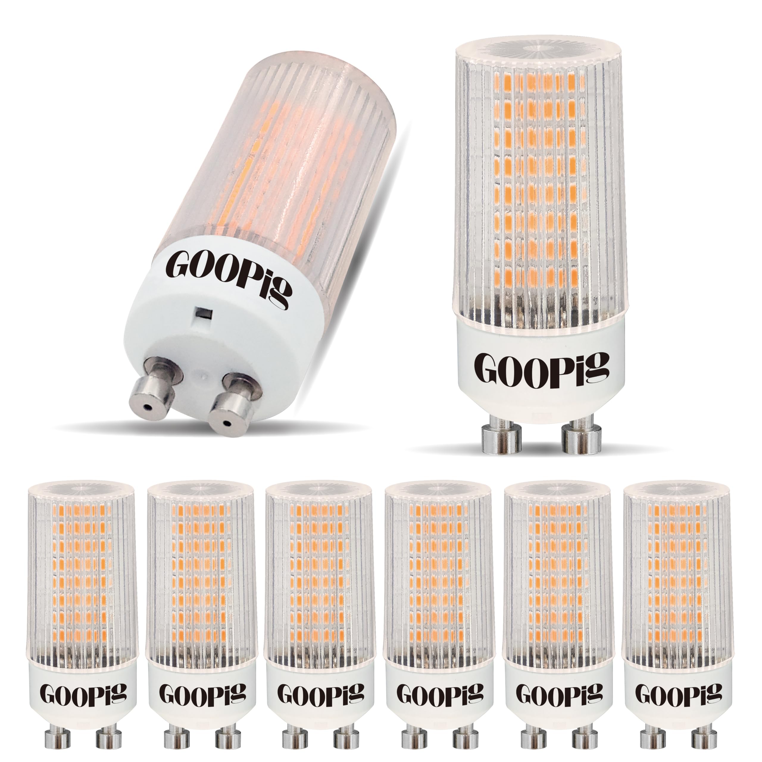 Goopig GU10 LED Lampe Mais 3,5W Warmweiss 2700K Ersetzt 50W, 6er Pack, 385lm Leuchtmittel, Flimmerfrei, Nicht Dimmbar T22 Klar Zylinder Form lampen, Abstrahlwinkel 360° Birnen