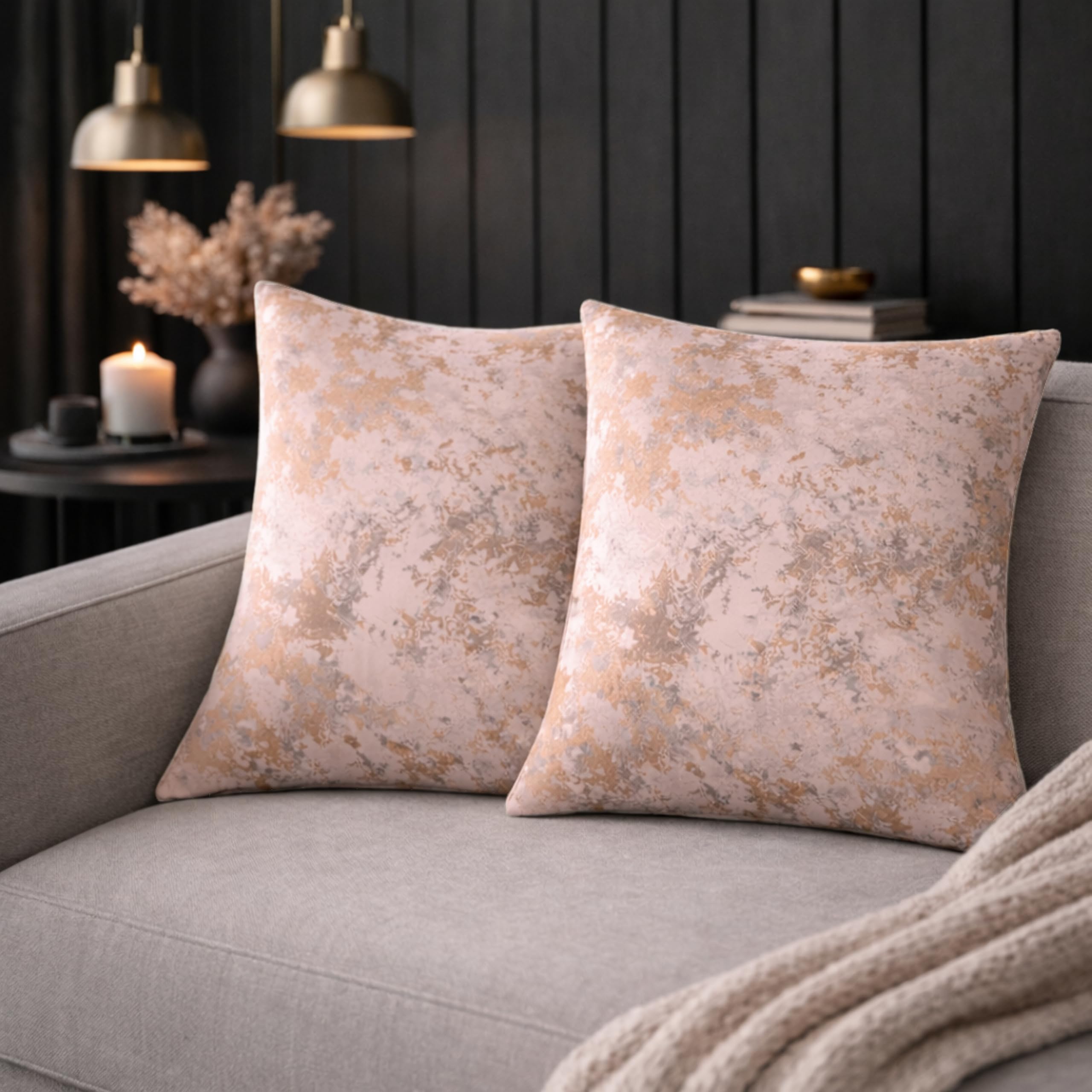 Kissenhülle Dekostoff Jacquardgemustert – Kiran, Kupfer, 50 × 50 cm