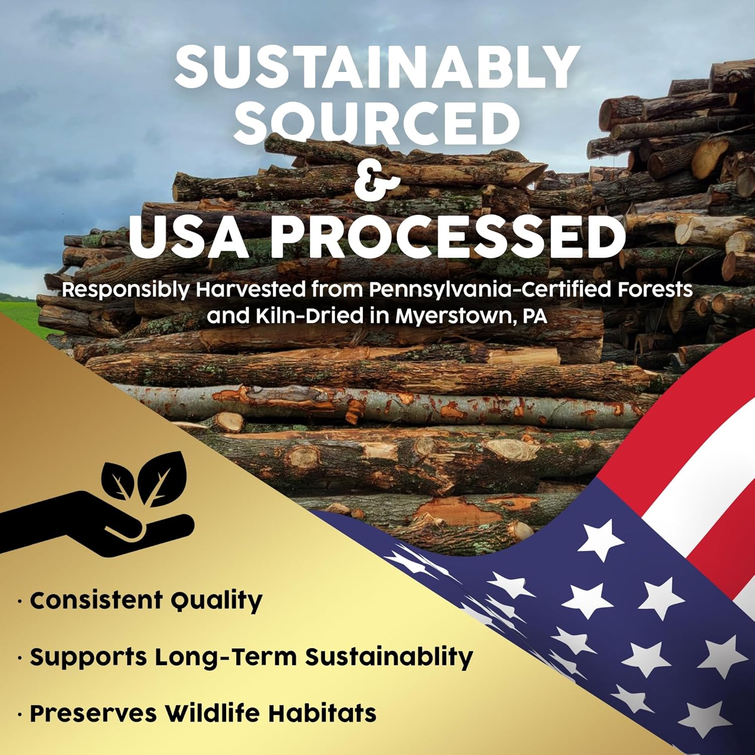 Kiln-Dried PA Hickory – 8” Splits (Approx 39.5 lb) – Bold Smoking Wood for Pizza Ovens, BBQ & Fire Pits – Easy Light, Low Smoke, USA Sourced