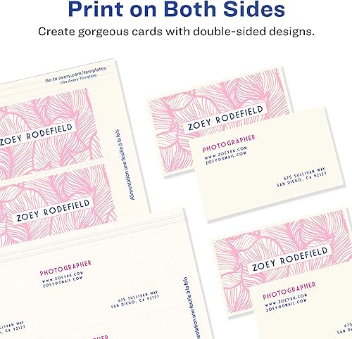 Miniatura 8 de Avery Clean Edge Tarjetas de visita imprimibles con tecnología Sure Feed, 2 x 3.5 pulgadas, marfil, 200 tarjetas en blanco para impresoras de