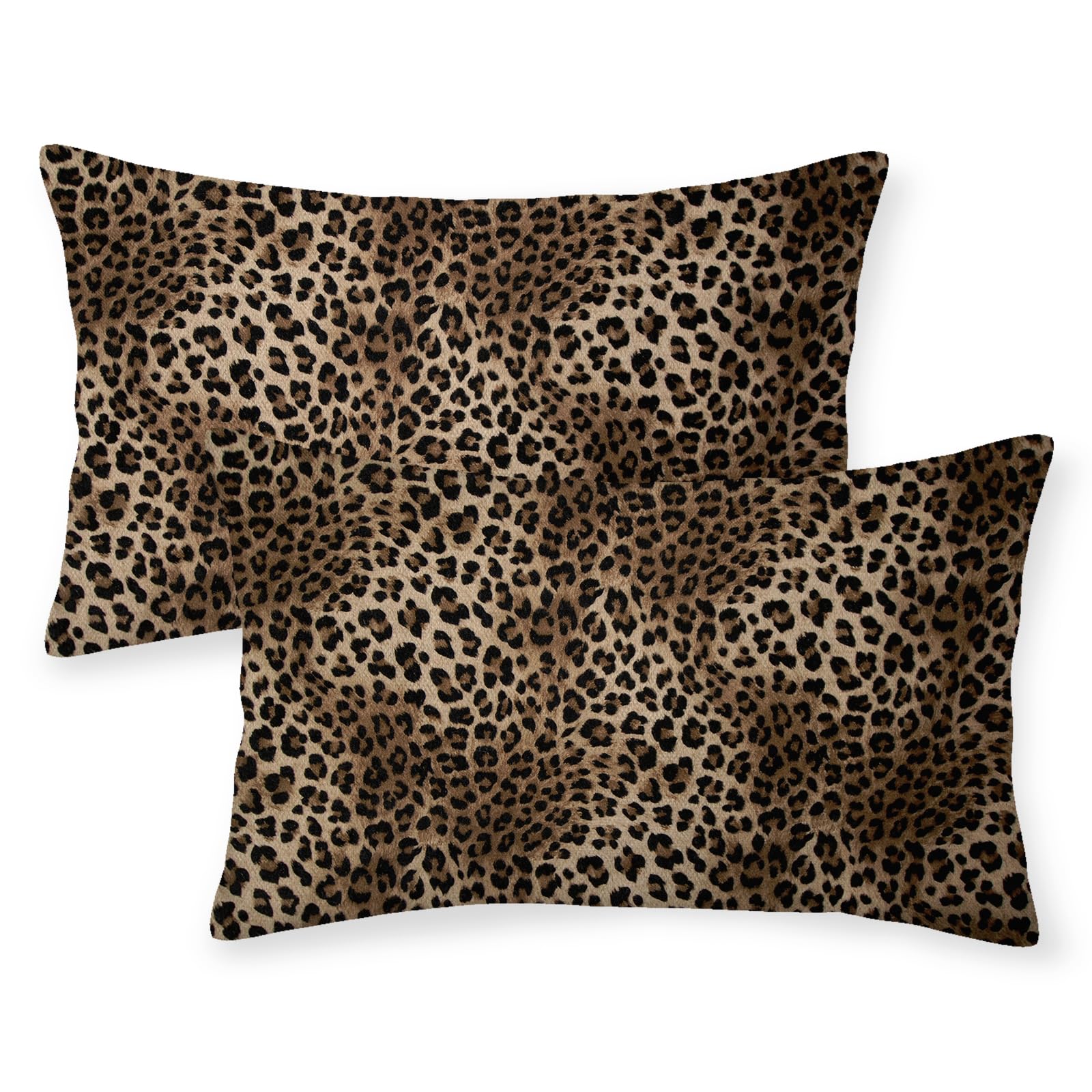 OFIRD Leopard Print Pillow Covers 12x20 Set of Brown Animal Skin Cheetah Print Throw Pillow Covers Outdoor Decor, Abstract Modern Bohemian Farmhouse Linen Decorative Cushion Cover for Sofa Couch