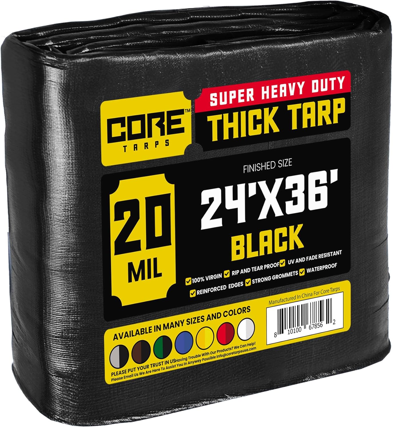Core Tarps Extreme Heavy Duty 20 Mil Tarp Cover, Waterproof