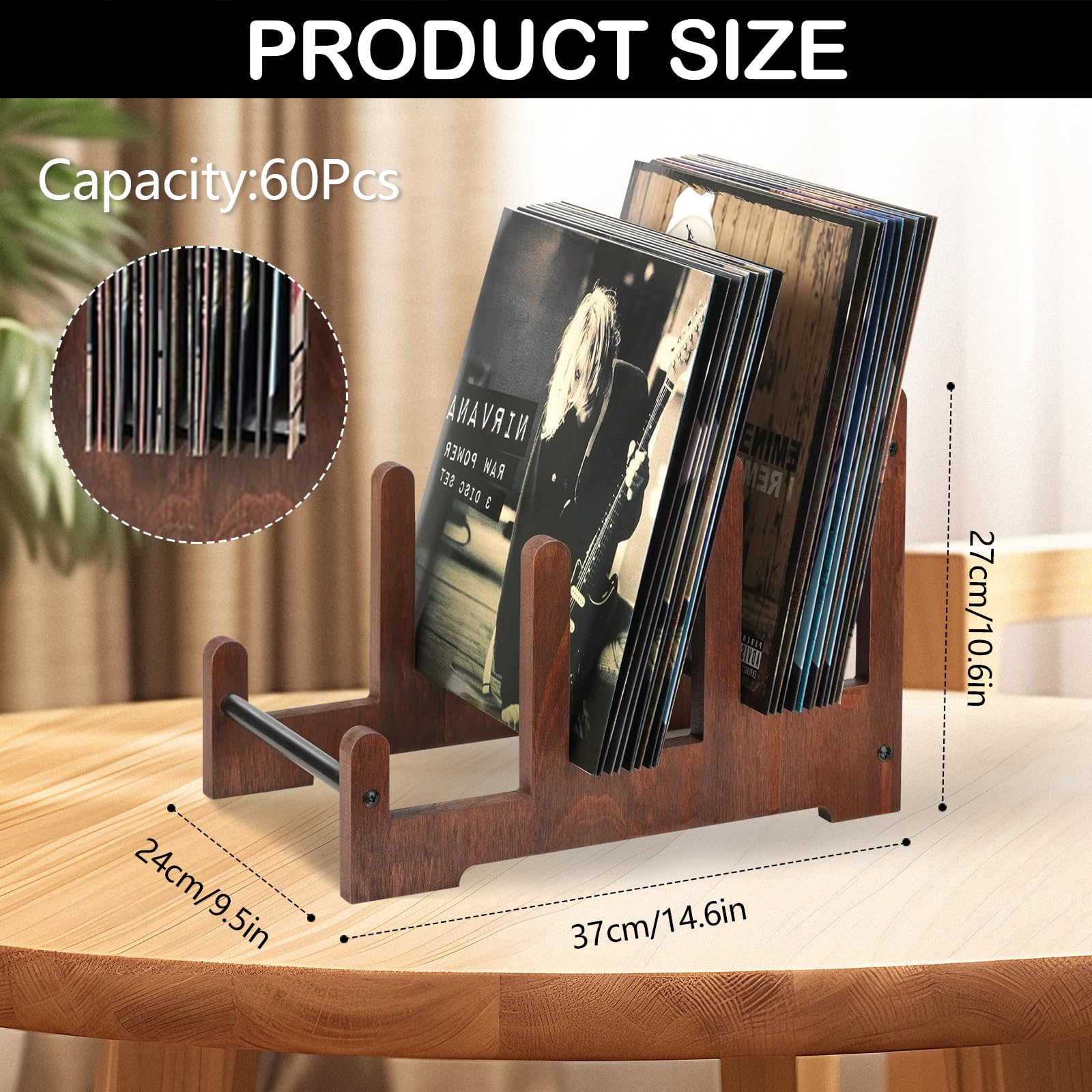 Supporto Per Dischi In Legno, Supporto Per Dischi In Vinile Marrone Porta Opuscoli Mensola In Vinile Supporto Decorazione Per Dischi Riviste Libri