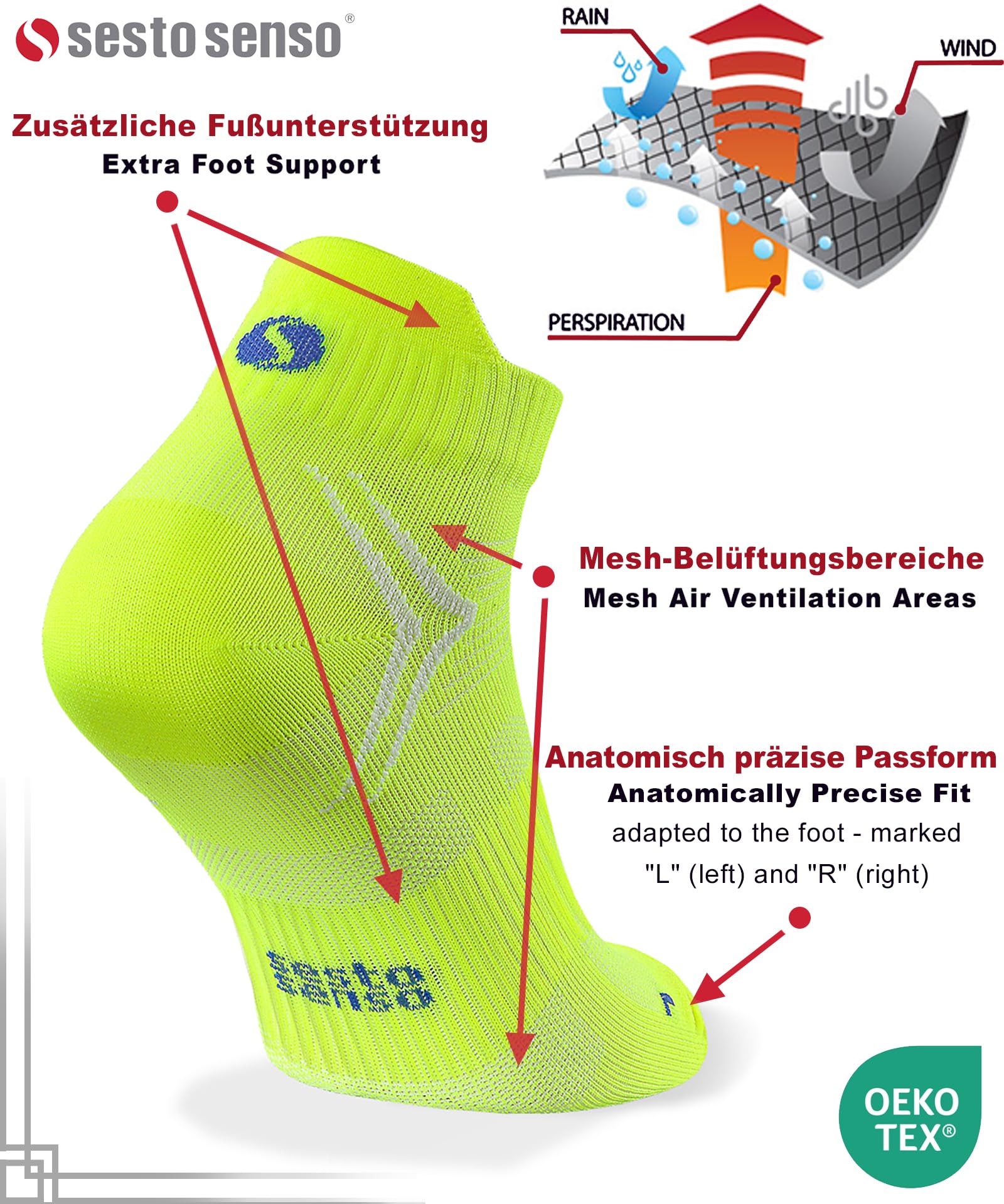 sesto senso 4 ou 8 Paires de Chaussettes de Sport Courtes de Course Homme et Femme Unisexe