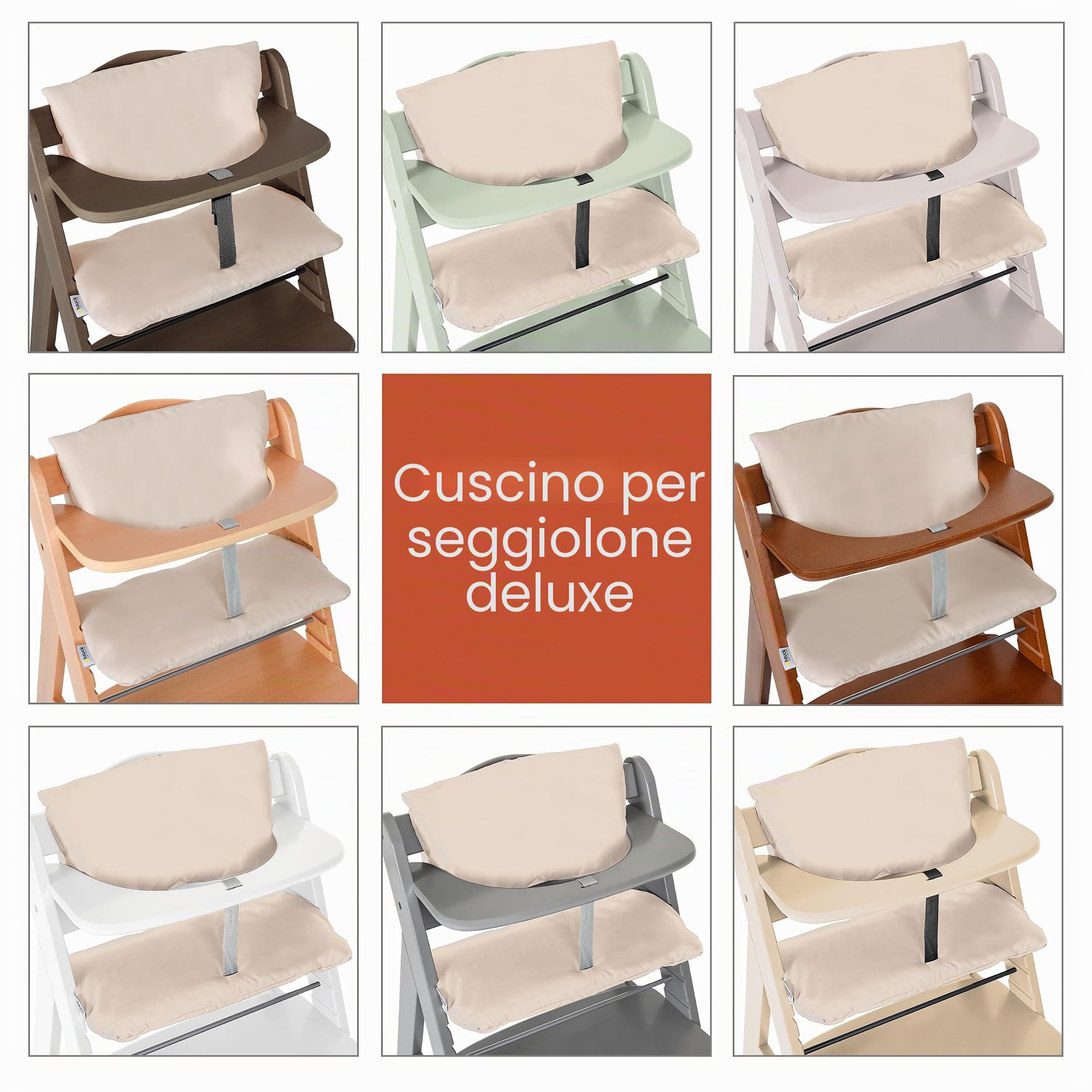 hauck Highchair Pad Deluxe Cuscino per Seggiolone Alpha+ e Beta+ - Cuscino Sedia Bambino in 2 Pezzi Morbido e Facile da Lavare - Cuscino Neonato dai 6 Mesi - Beige