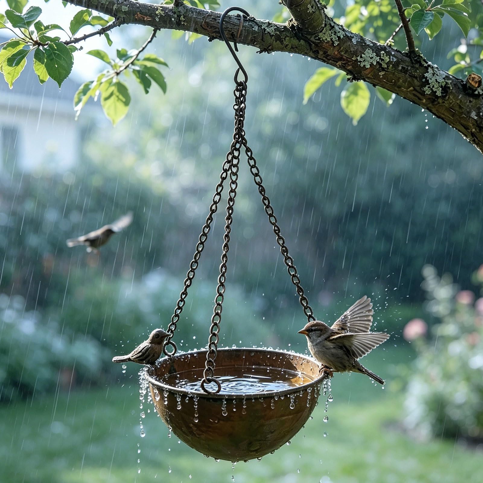 Vogeltränke Hängend Vogeltränken Winterfest Metall Wassertränke für Vögel Balkon Vogelbad für Gartendeko Trinkschale Vögel Bird Bath Vogelwassertränken für Draußen Garten Hof Rasen (A x 3)