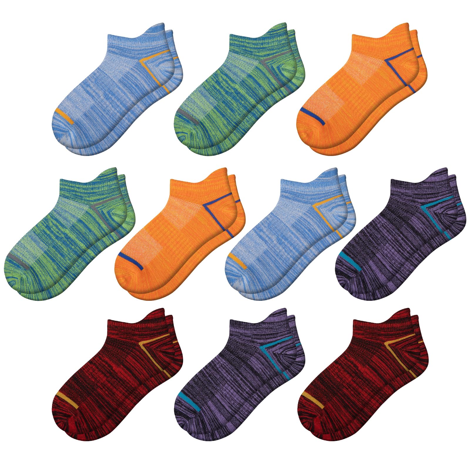 Comfoex 10 Pairs Boys Socks Kids Ankle Sport Cotton Socks For Kids 4-7 7-10 Years Olds
