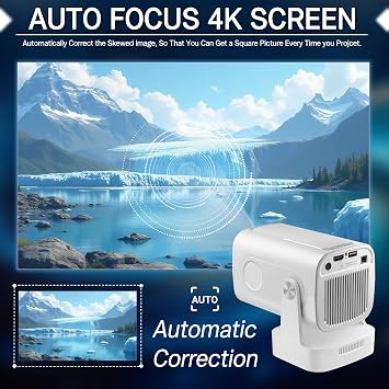 Mini Projector 4K Portable 16000L 1080P HD WiFi/BT5.4 Projector for Bedroom Smart Projectors for Home Cinema Movie Certified & Electric Focus