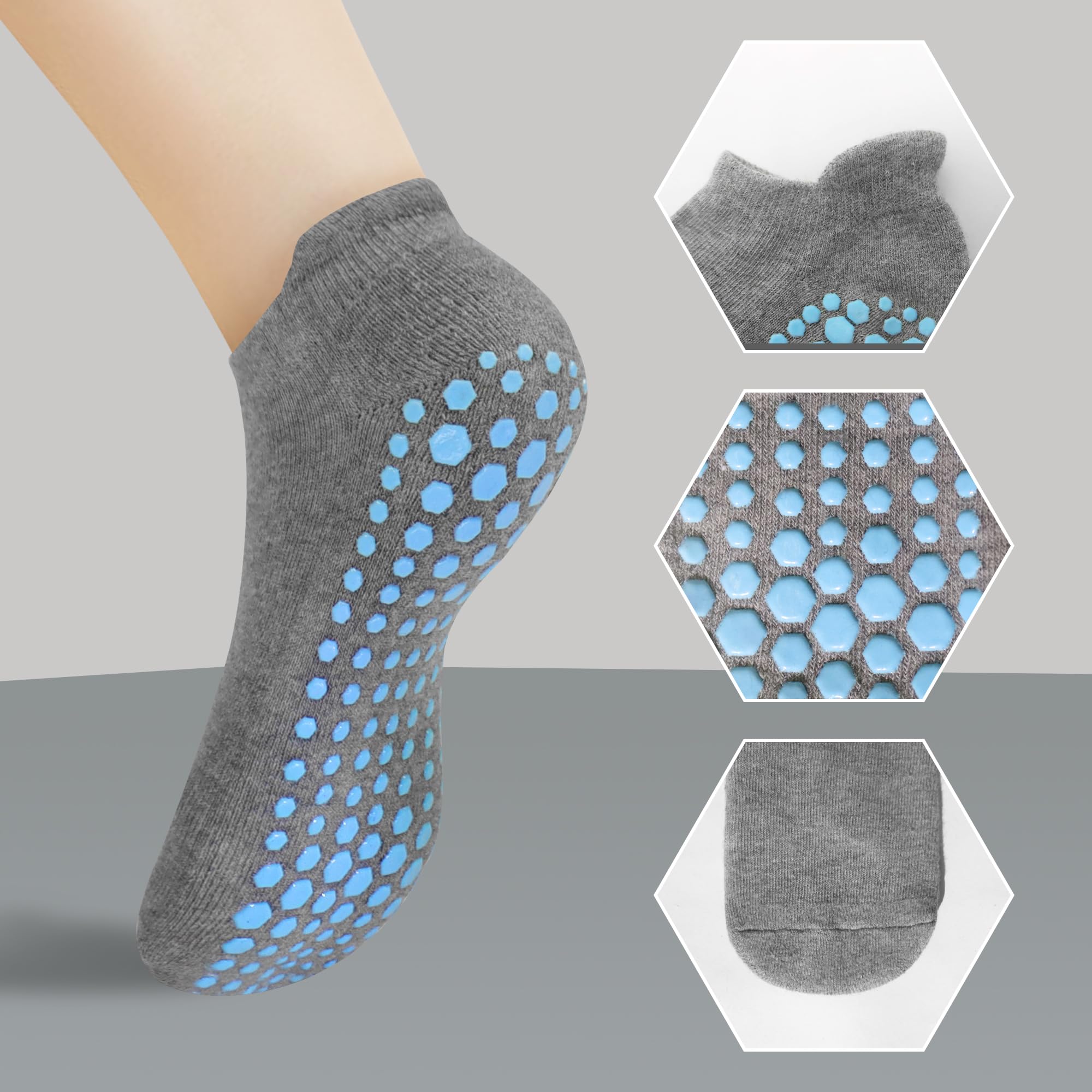 DECOVICI Pilates Socks Women Lady Non Slip Yoga Socks Anti-Skid Thickening Ankle Athletic Sock Barre Training Gym Home 2 Pairs(Black+Gray,M)