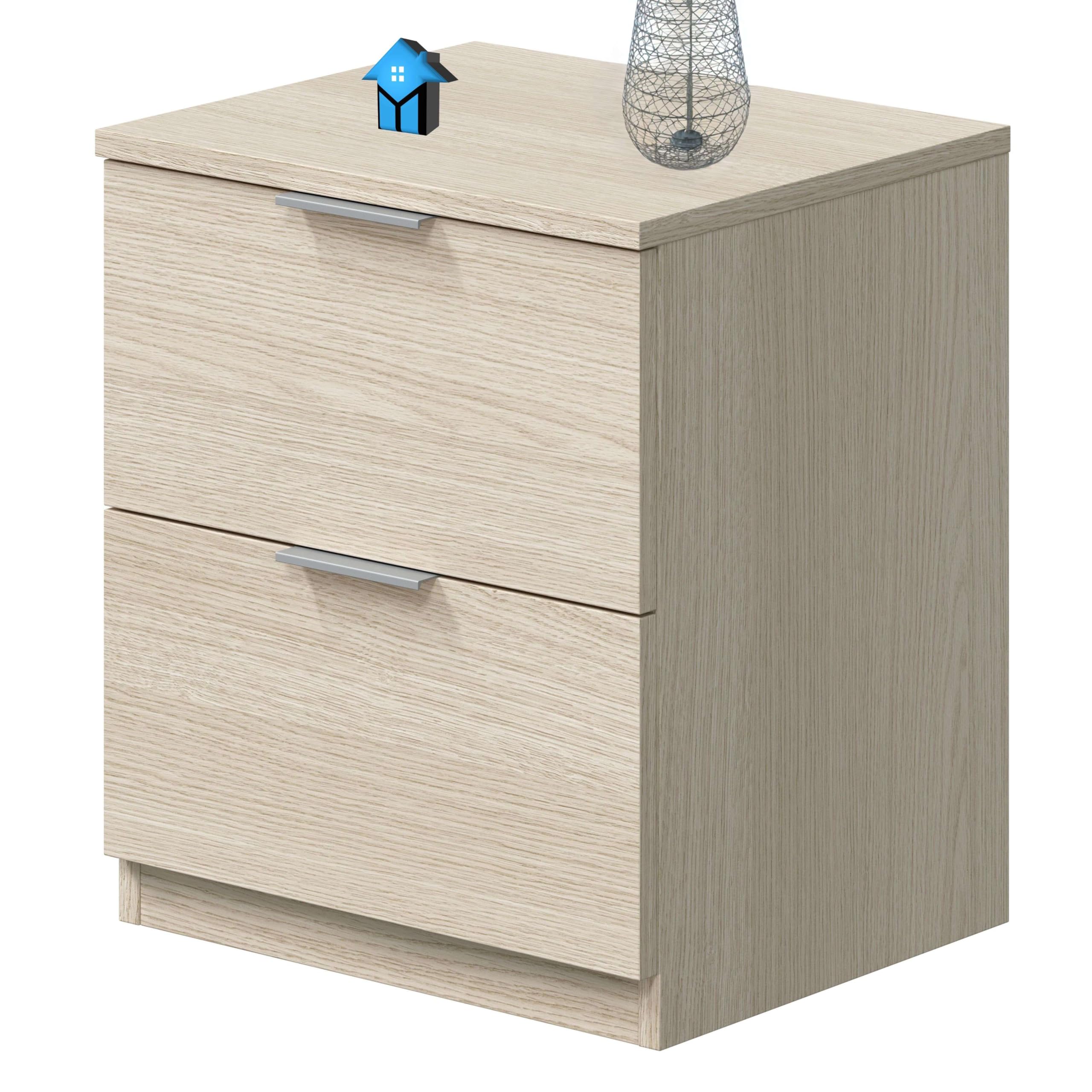Miroytengo Mesita de Noche 2 Cajones Dormitorio Fabricada en Melamina en Color Roble 38 cm