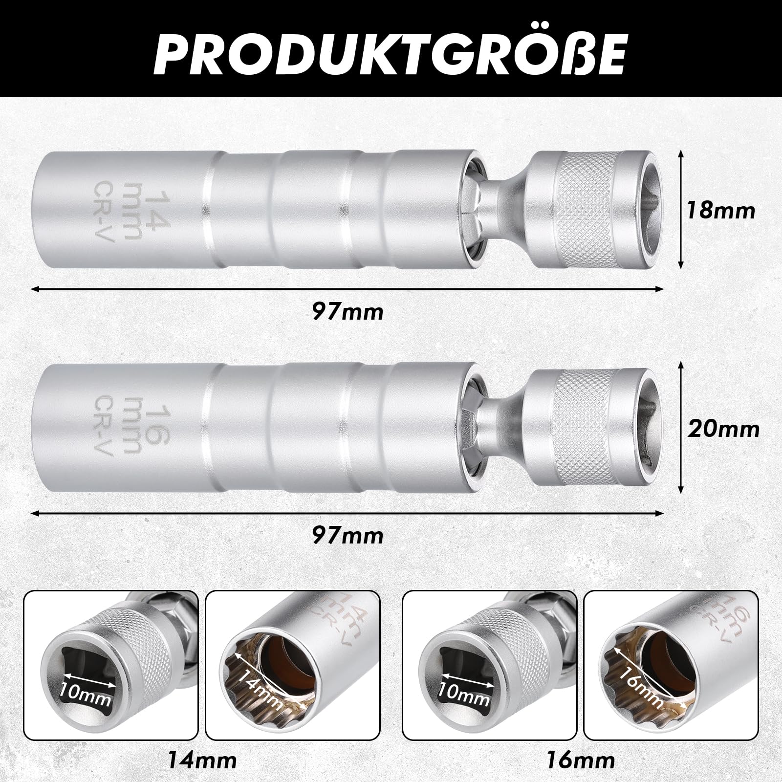 Zocipro Klucz do świec zapłonowych 14 mm i 16 mm, 2 sztuki Uniwersalny magne­tyczny klucz do gniazd świec zapłonowych Narzędzie do demontażu, wtyczka świec zapłonowych do naprawy samochodów
