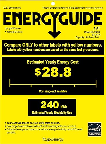 Miniatura 2 de SPT UF-304SS Energy Star - Congelador vertical, 3.0 pies cúbicos, acero inoxidable