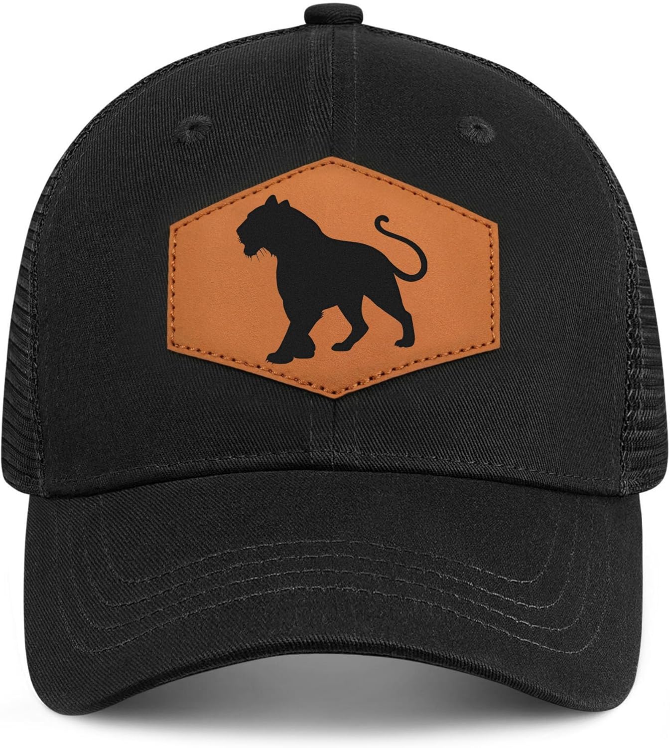 Tiger Baseball Cap for Tiger Lovers,Leather Trucker Hat Snapback Hat for Men Women Brown - Image 2