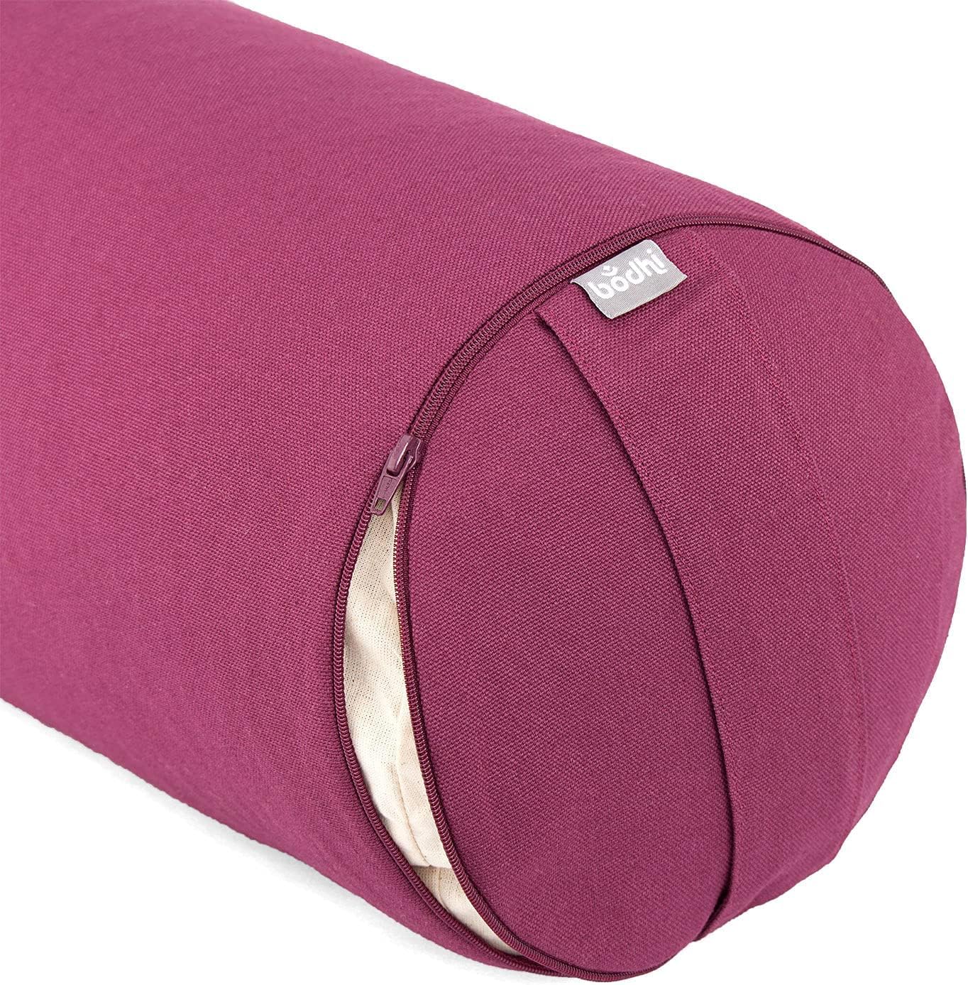 Bodhi Yoga Bolster Rolle Ø 22 cm | Yogarolle mit Bio-Dinkelfüllung | Yogakissen für Restorative & Yin Yoga | Waschbarer Bezug aus Baumwolle | Pilates Kissen mit Trageschlaufe