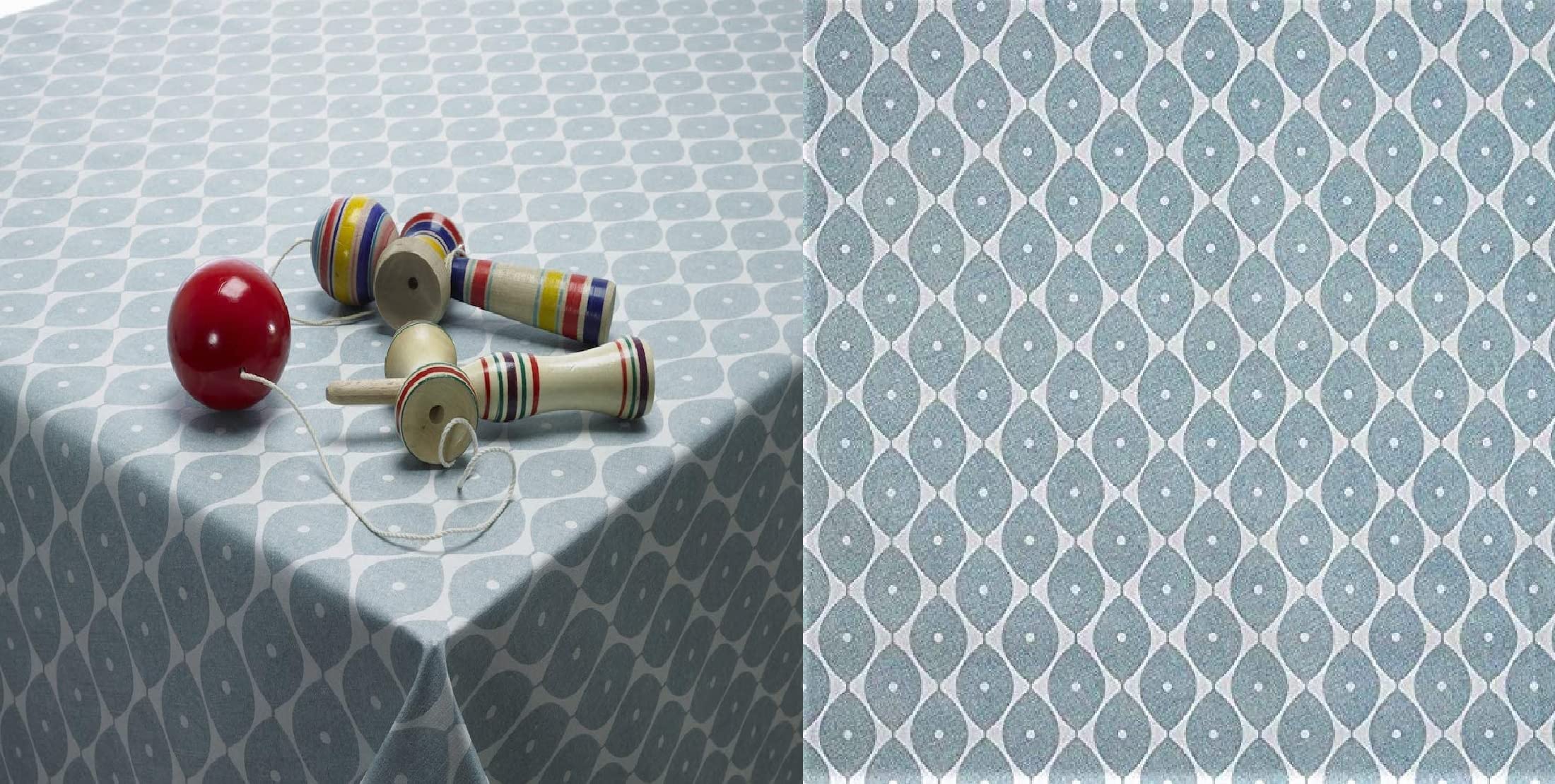 Plain Abstract Leaves Leaf Print Duck Egg Blue PVC Oil Vinyl Plastic Table Cloth Geometric Textured Feel Party Wipe Clean 200cm x 140cm (79" x 54" inches) 2 Metres Rectangle To Fit 4 - 6 Seater Table