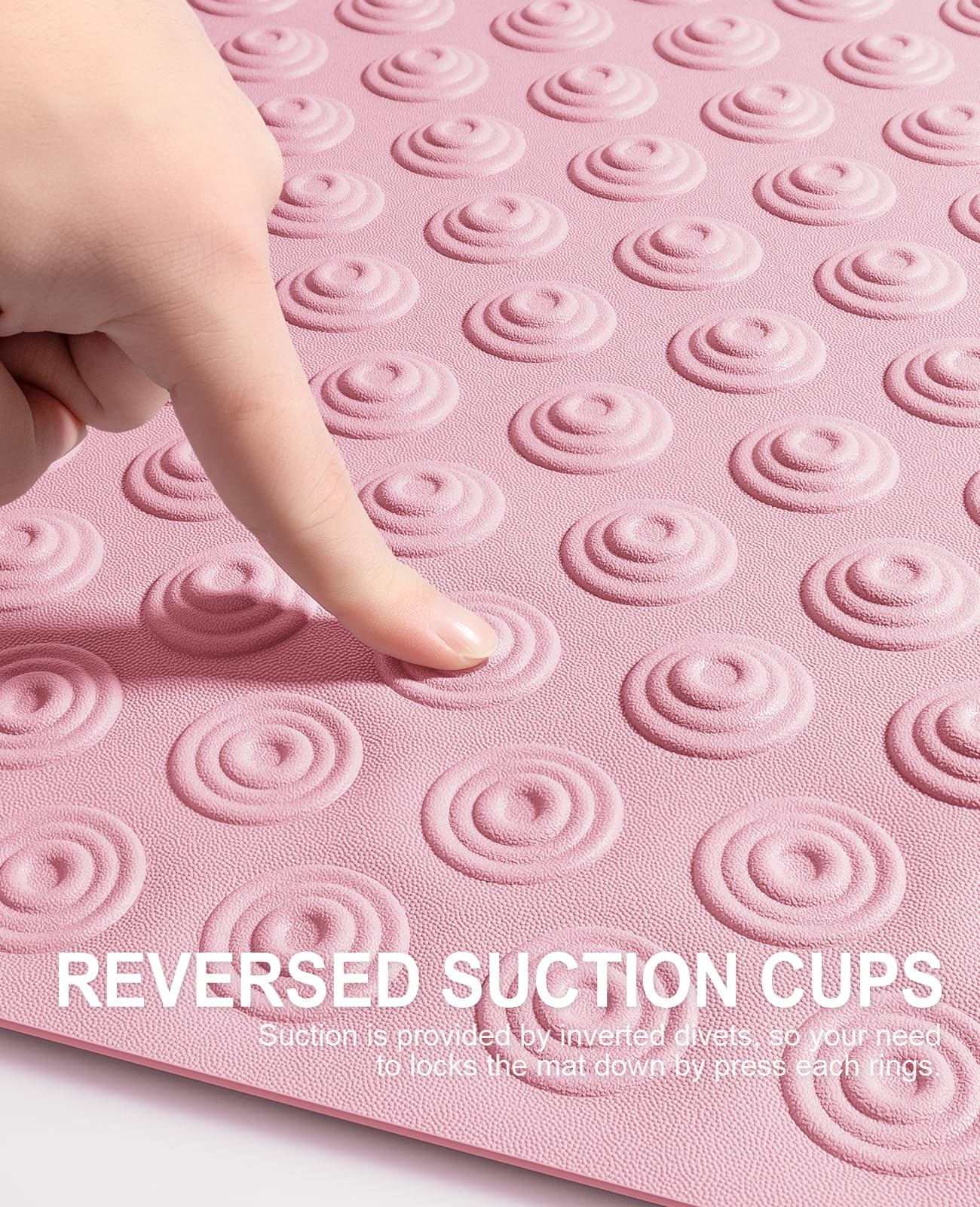 Yolife No Suction Cup Bath Mat: 40x100CM Extra Long Bathmat│Perfect for Refinished Bathtub Mat│Made of Nature Rubber│a Blessing for the Elderly and Children (Pink) - Image 2
