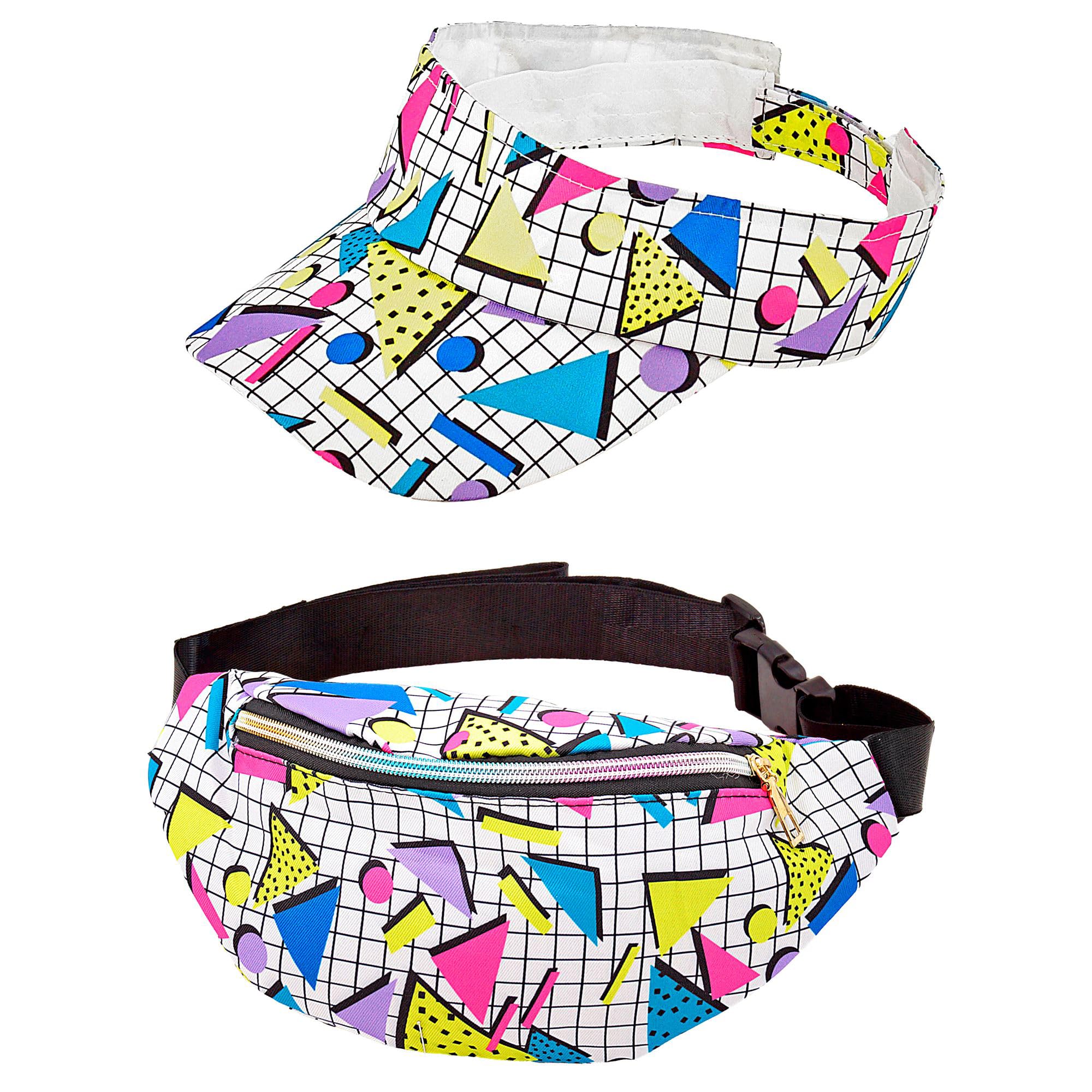 W WIDMANN MILANO Party Fashion - Belt Bag and Peaked Cap, 80s Funky Fashion Outfit, Bum Bag, Capy, Accessories Carnival