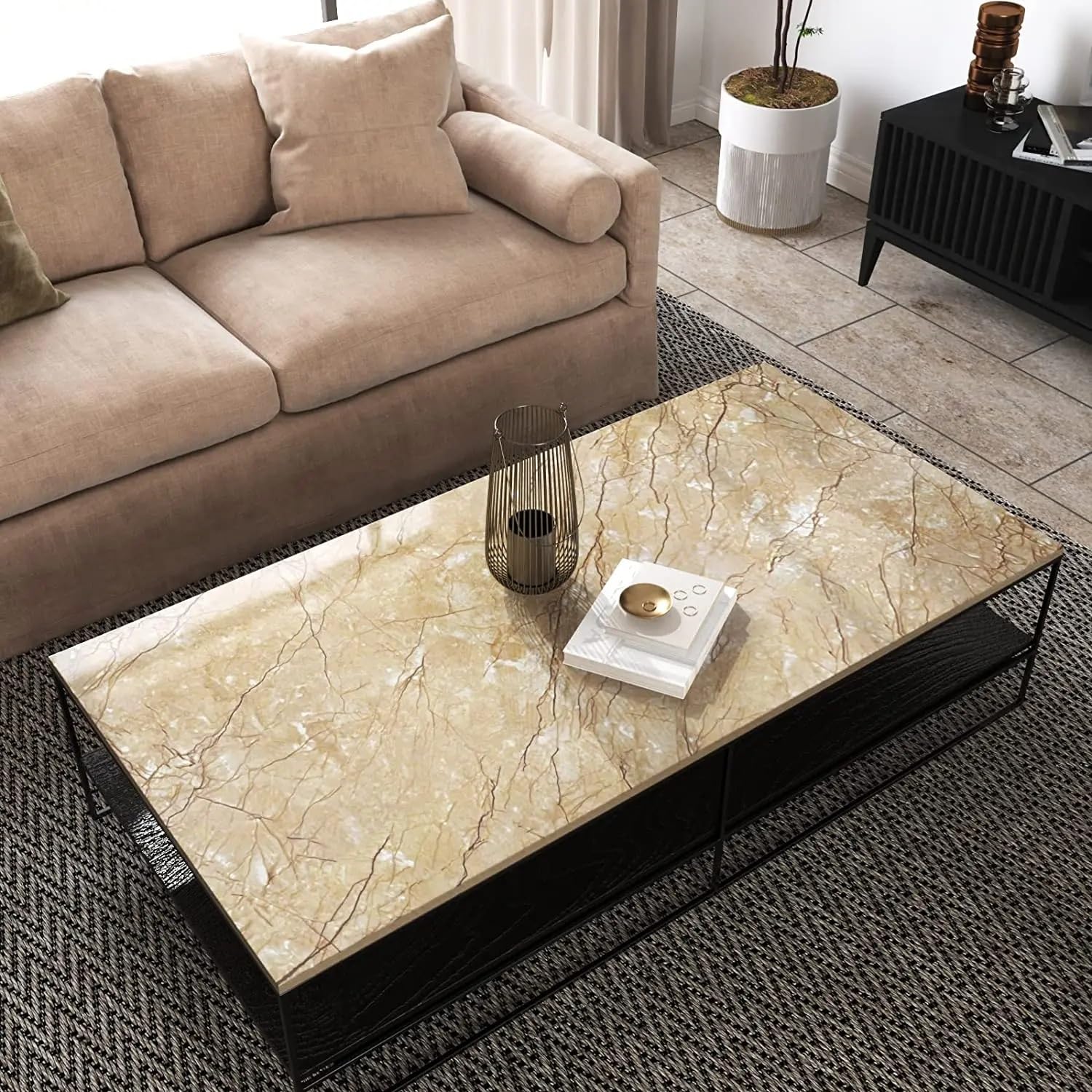 Vinilo Adhesivo Marmol,Vinilos para Muebles Marmol Papel tapiz autoadhesivo impermeable for decoración de encimera baño, pegatinas PVC a prueba aceite for cocina, renovación gabinete(6,50cmx10m)