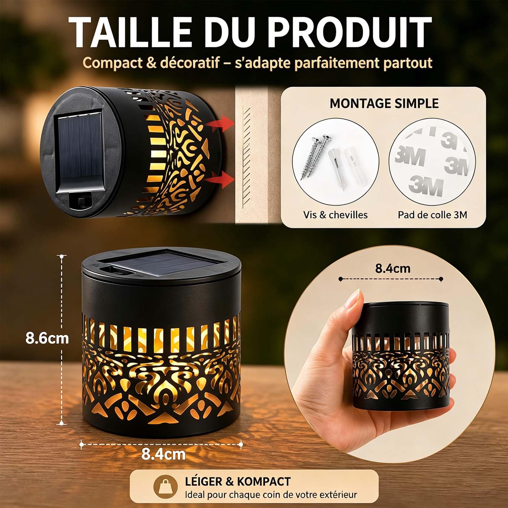 Leyof Fleur De Lumiere Solaire Murale, Lampe Solaire Murale Exterieur, Fleur De Lumiere Solaires, 7 Couleurs Lanterne Solaire Jardin,Ip65, Pour Jardin, Terrasse, ClôTure, ExtéRieur (2PC-A)