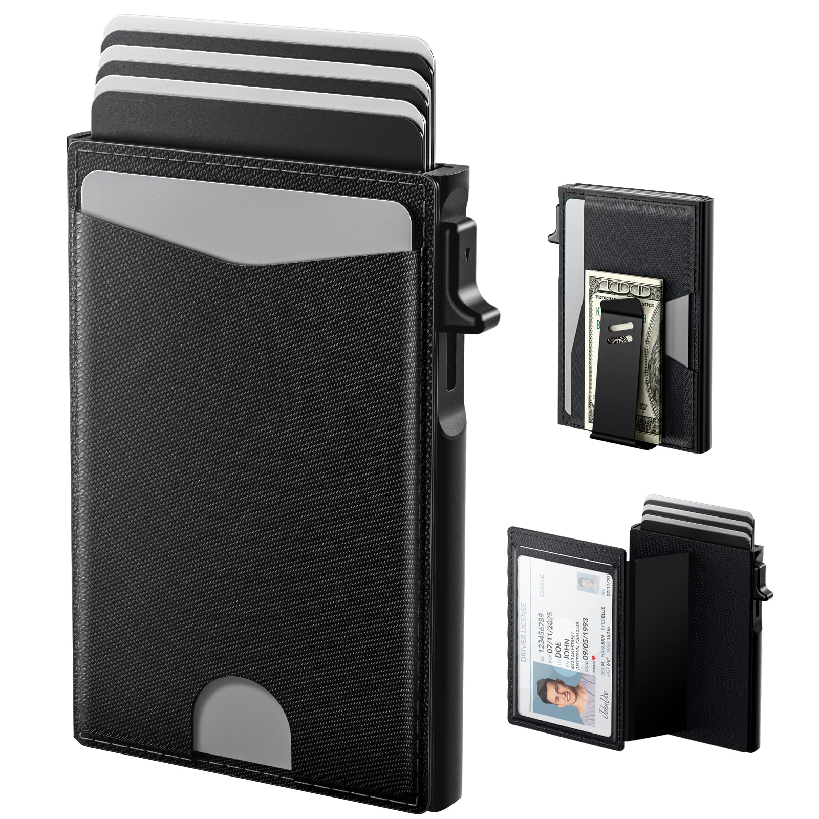 typecase Flip Pop Up Wallet for Men Card Holder Smart Privacy lD Display Mode RFID Blocking Slim Genuine