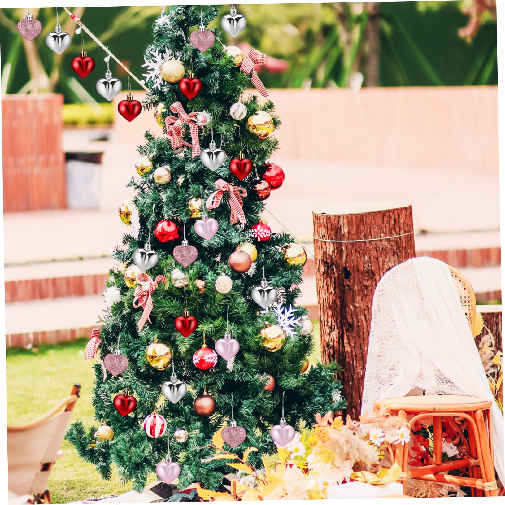 PRETYZOOM 3 Juegos Colgante De Bola De Corazón Corazón Decoraciones Colgantes Bolas Colgantes Bola De San Valentín De San Valentín Decoraciones Árbol De Navidad 48 Uds * 3