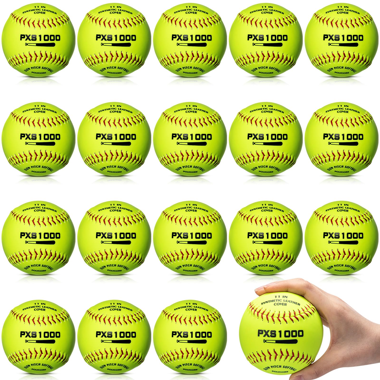 WinnerWhy 18 Pcs Sports Practice Softballs Leather Covered Training Ball Slow Pitch Softball Balls for Games, Practice and Training