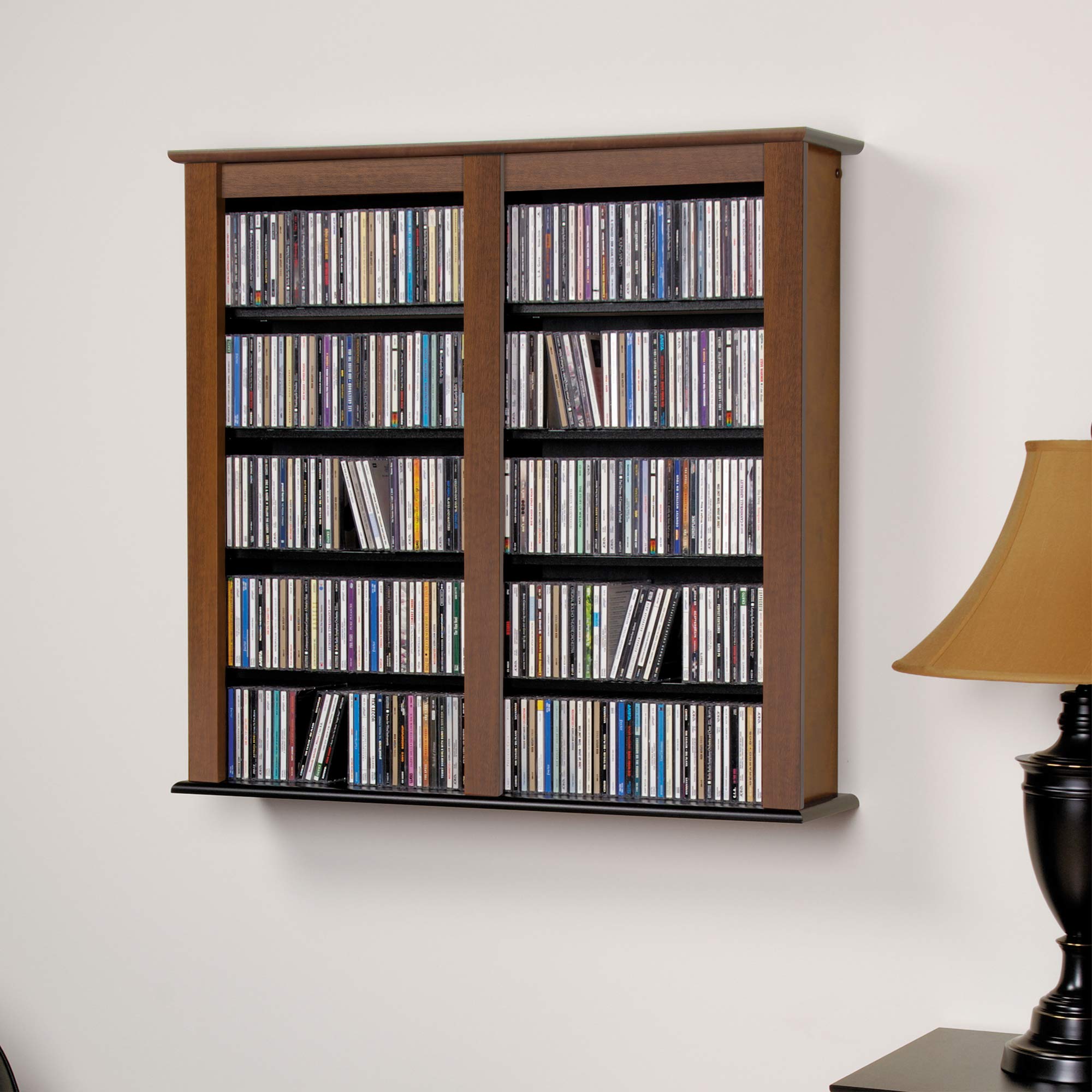 PrepacDouble Wall Mounted Storage, Cherry and Black