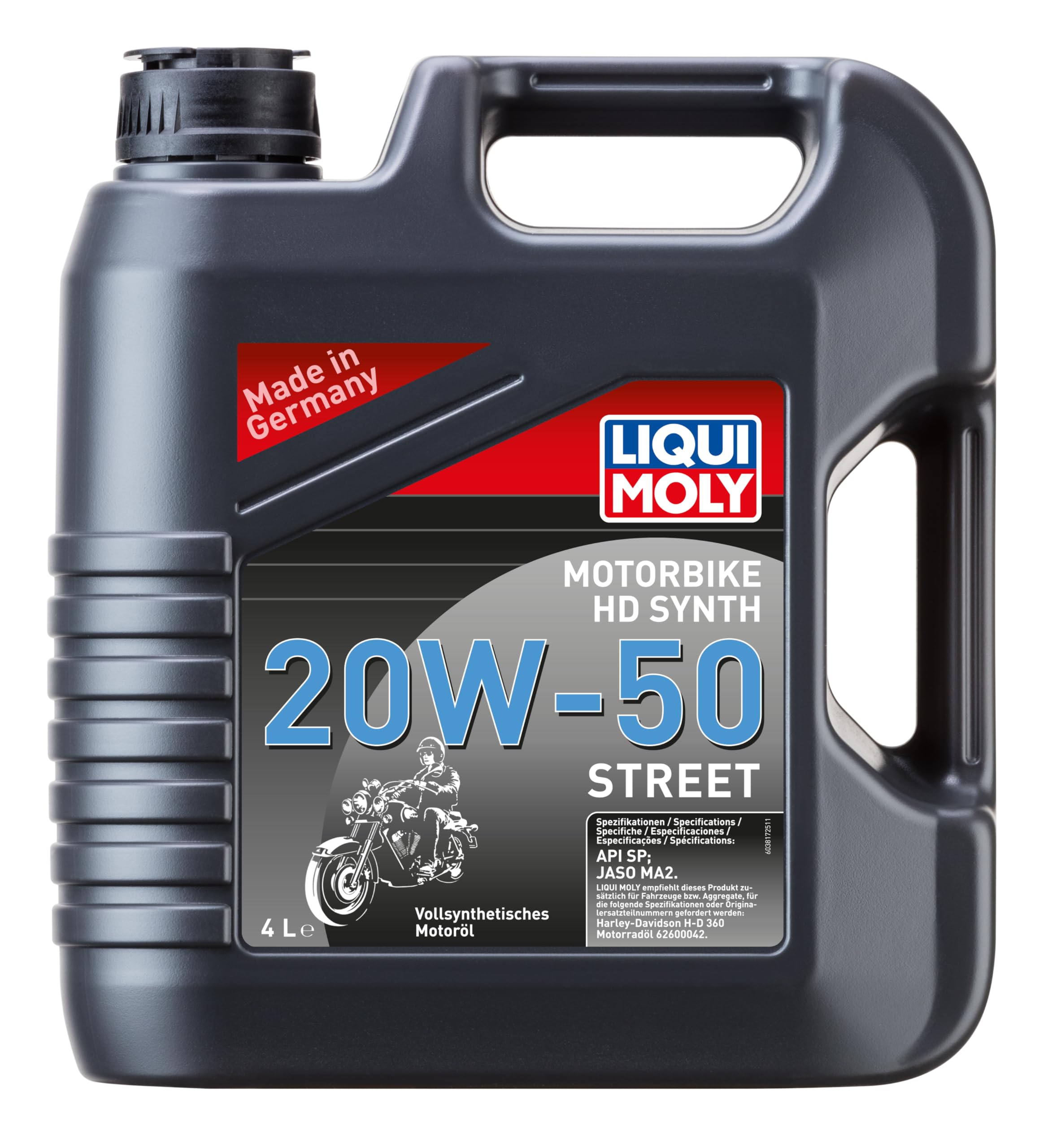 LIQUI MOLY Motorbike HD Synth 20W-50 Street | 4 L | Motorrad 4-Takt-Öl | Art.-Nr.: 3817, Schwarz