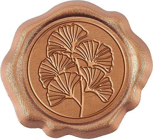 CRASPIRE Paquete de 50 calcomanías adhesivas para sellar cera de ginkgo, sellos de cera autoadhesivos, sellados de cera de sobre, para invitación de