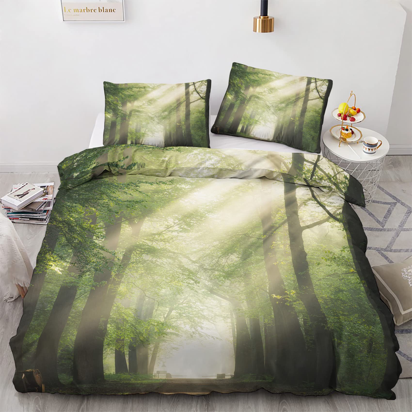 Nogawa Aoi13 Tree Emperor Size Duvet Cover Sets, Sunshine Printed Bedding Set 3 Pcs, Ultra Soft Microfibre Quilt Cover & 2 Pillowcases With Zipper Closure 290 X 235