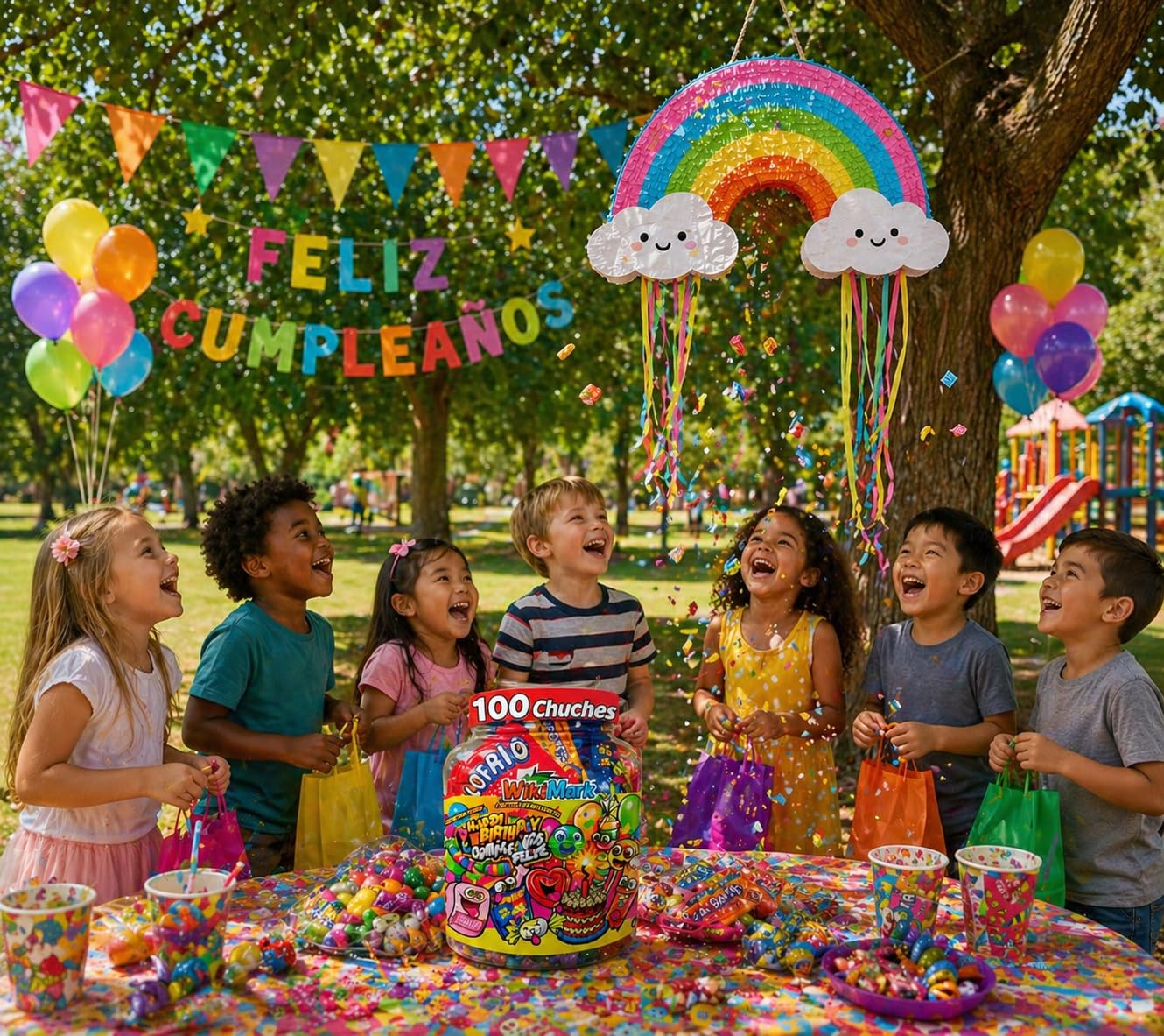 Bote 100 Chuches Surtidas para Cumpleaños y Piñatas | Caramelos Variados Infantiles | Golosinas para Fiestas, Candy Bar y Bolsas de Regalo | Mix Dulces Sin Gluten y Sin Leche