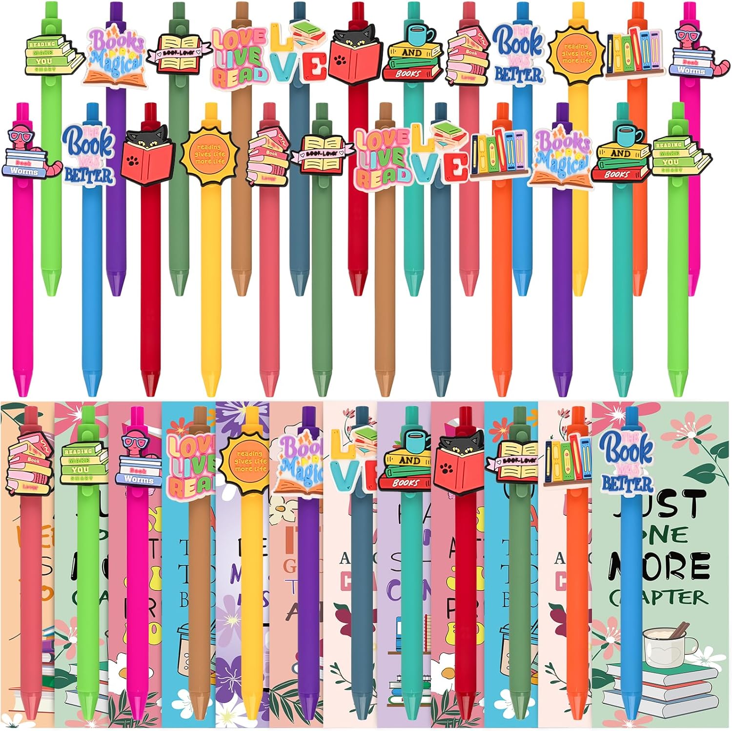 96 Pcs Book Club Gifts Book Lover Gifts Ballpoint Pens with Bookmark Funny Pens Bulk Book Accessories for Reading Book Club Party Favors