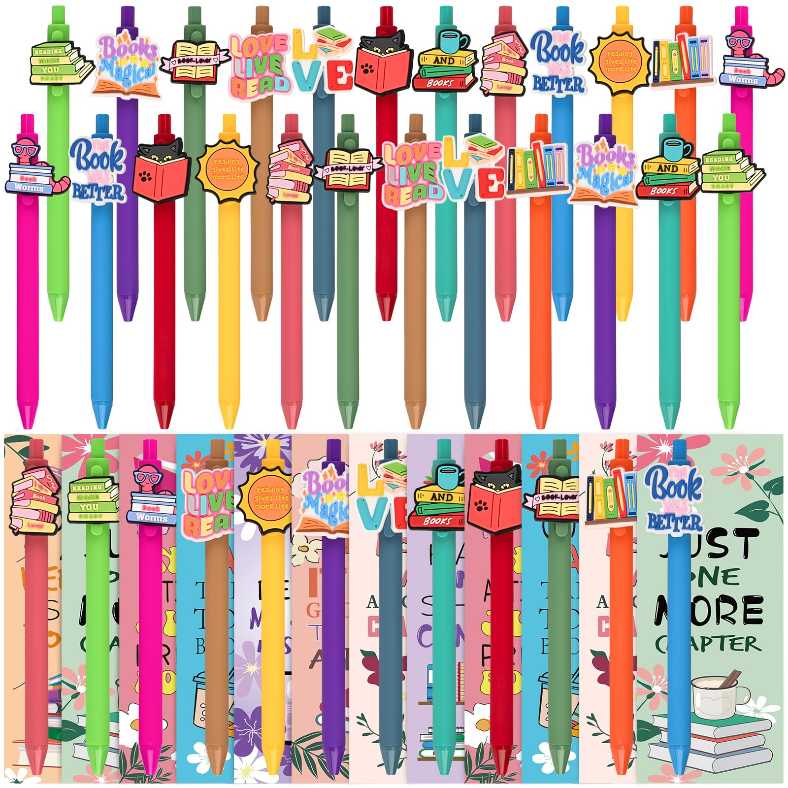 96 Pcs Book Lover Gifts Bookish Club Ballpoint Pens with Bookmark Funny Pens Bulk Book Accessories for Reading Lovers Women Men Book Club Party Favors